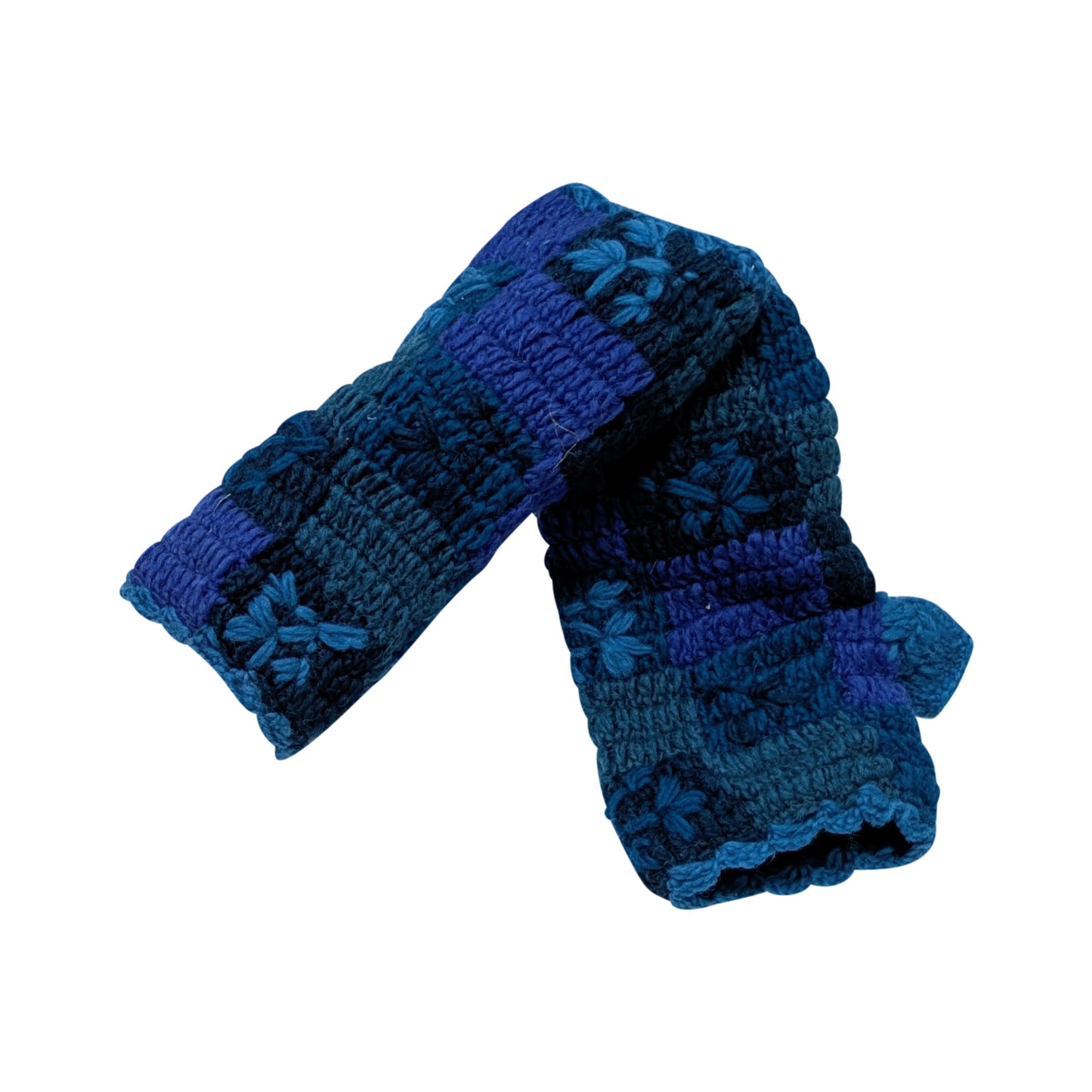 Handmade Crochet Stitch Handwarmers 100% Wool | Fleece Lined Fingerless Gloves One Size P19