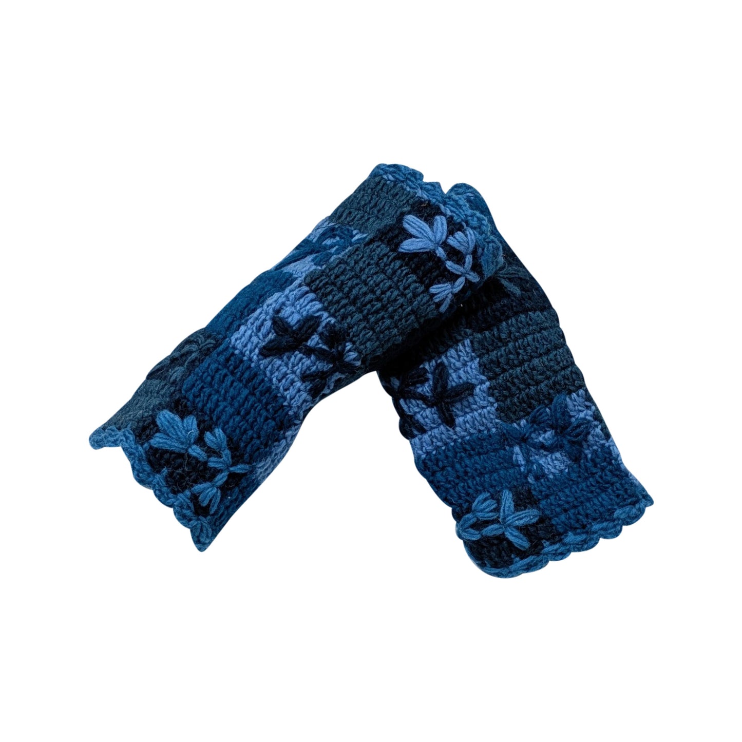 Handmade Crochet Stitch Handwarmers 100% Wool | Fleece Lined Fingerless Gloves One Size P2