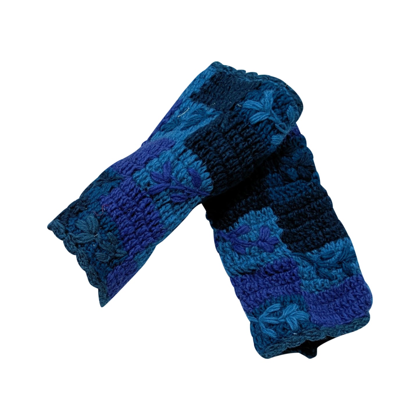Handmade Crochet Stitch Handwarmers 100% Wool | Fleece Lined Fingerless Gloves One Size P20