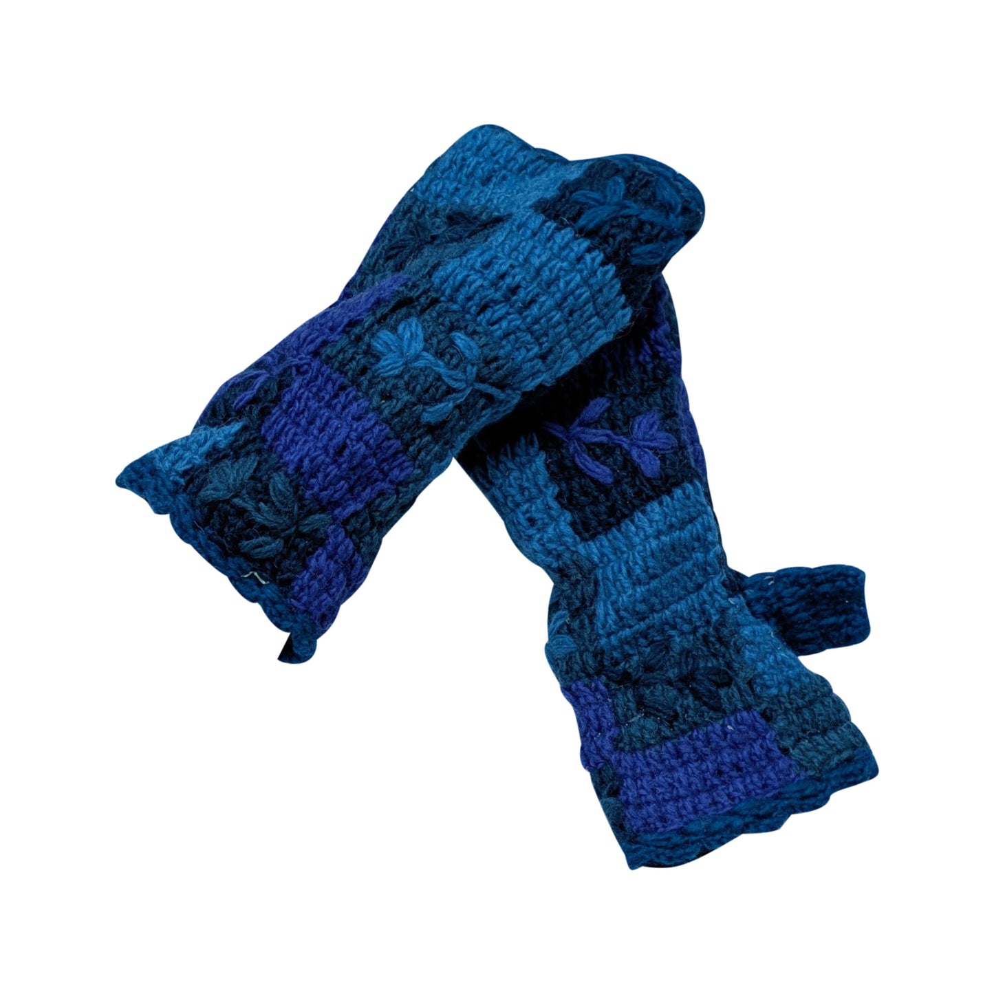 Handmade Crochet Stitch Handwarmers 100% Wool | Fleece Lined Fingerless Gloves One Size P22