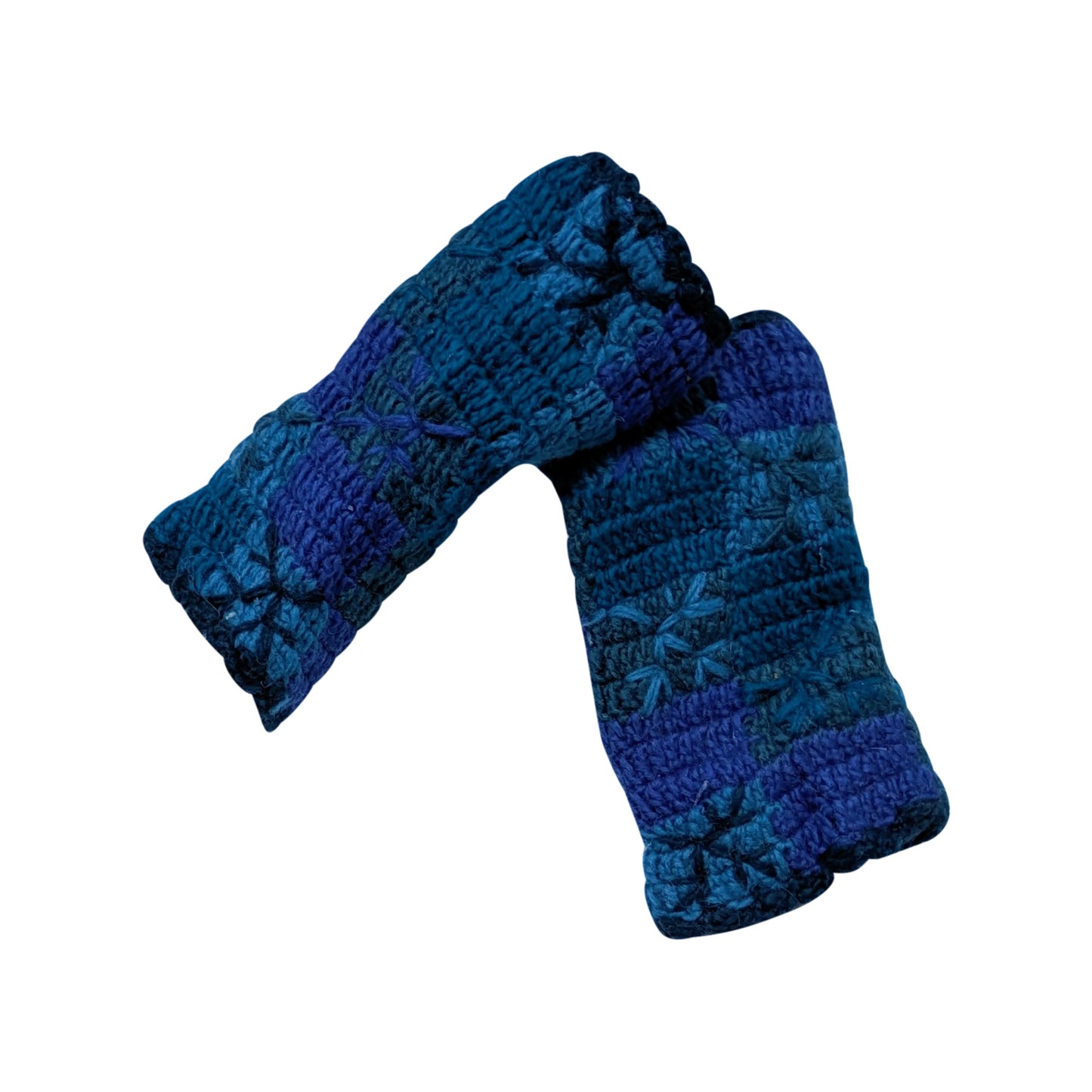 Handmade Crochet Stitch Handwarmers 100% Wool | Fleece Lined Fingerless Gloves One Size P24