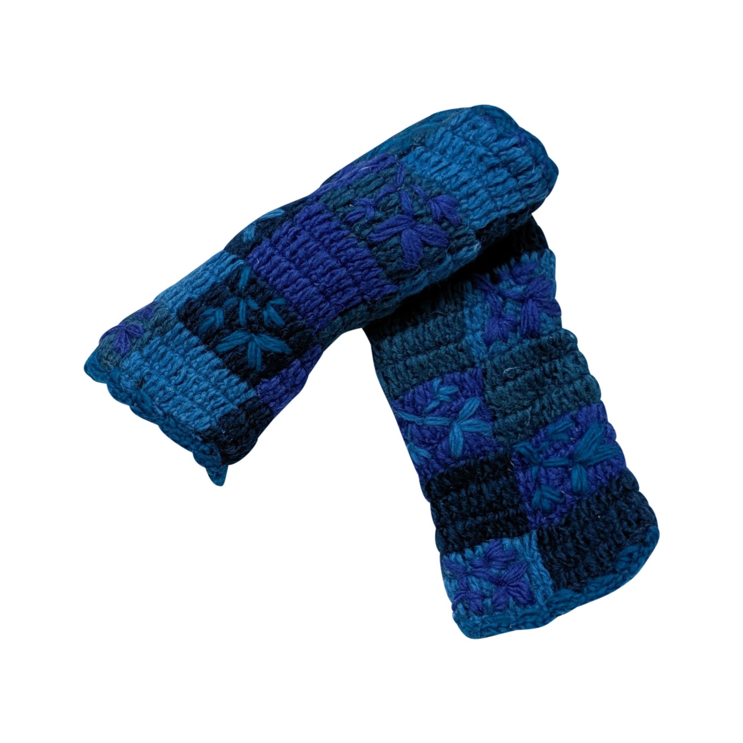 Handmade Crochet Stitch Handwarmers 100% Wool | Fleece Lined Fingerless Gloves One Size P26