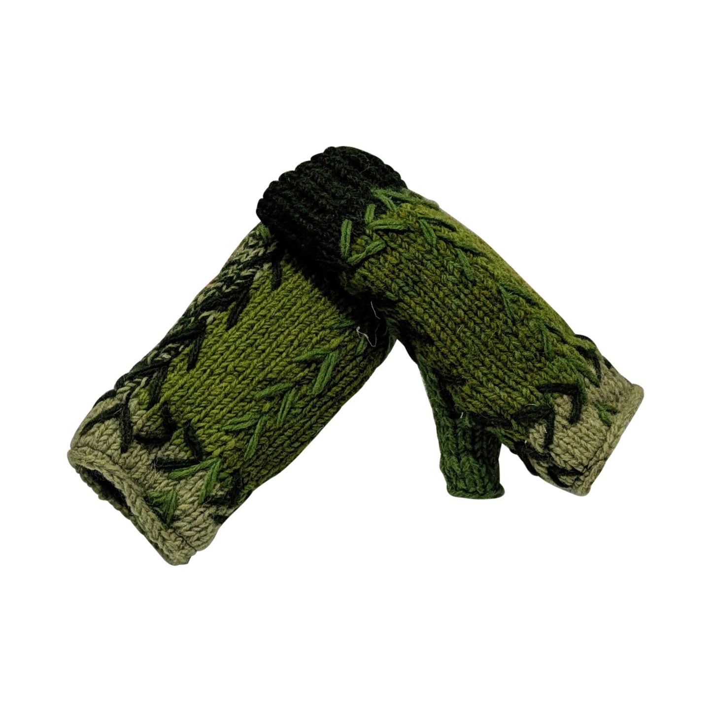 Handmade Crochet Stitch Handwarmers 100% Wool | Fleece Lined Fingerless Gloves One Size P2