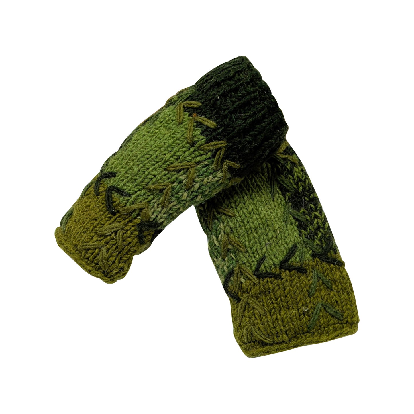 Handmade Crochet Stitch Handwarmers 100% Wool | Fleece Lined Fingerless Gloves One Size P4