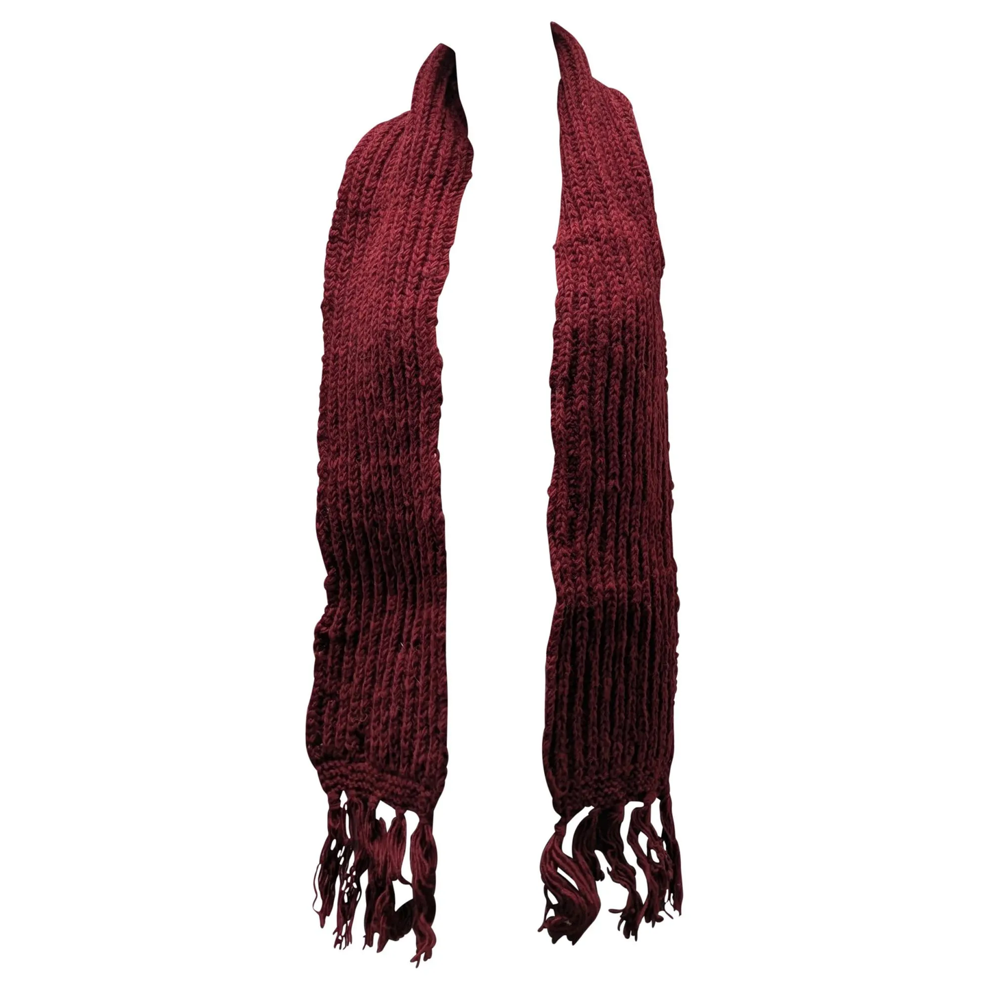 Recycled Handmade 100% Wool Knitted Tasseled Chunky Warm Winter Scarf P7