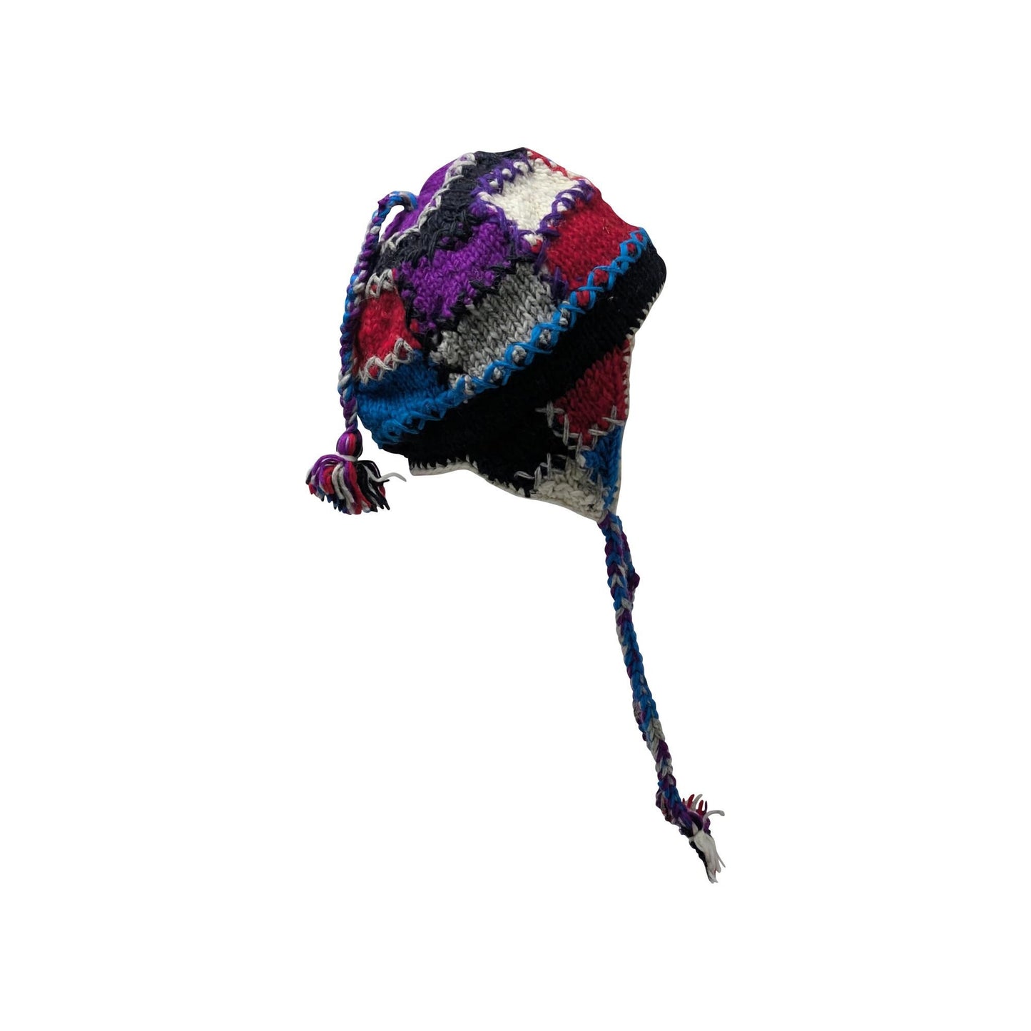 Hand Knit Wool Hat: Unisex Fleece Lined Winter Bobble Tassel - P48