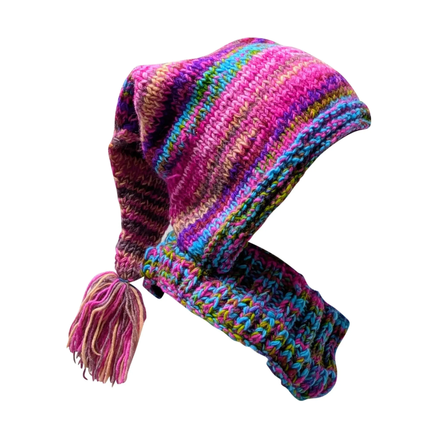 Hand Knit 100% Wool Unisex Snood Neckwarmer Boho Winter Hat P3