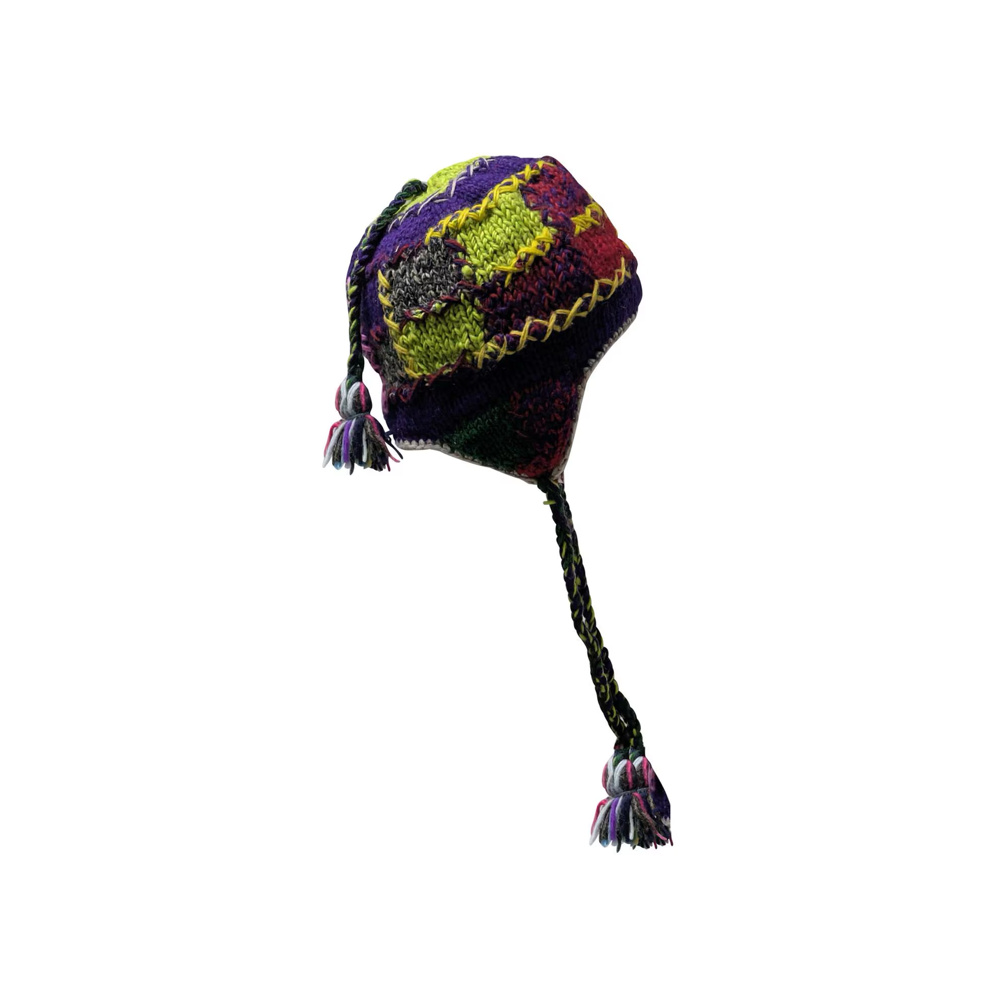 Hand Knit Wool Hat: Unisex Fleece Lined Winter Bobble Tassel - P126