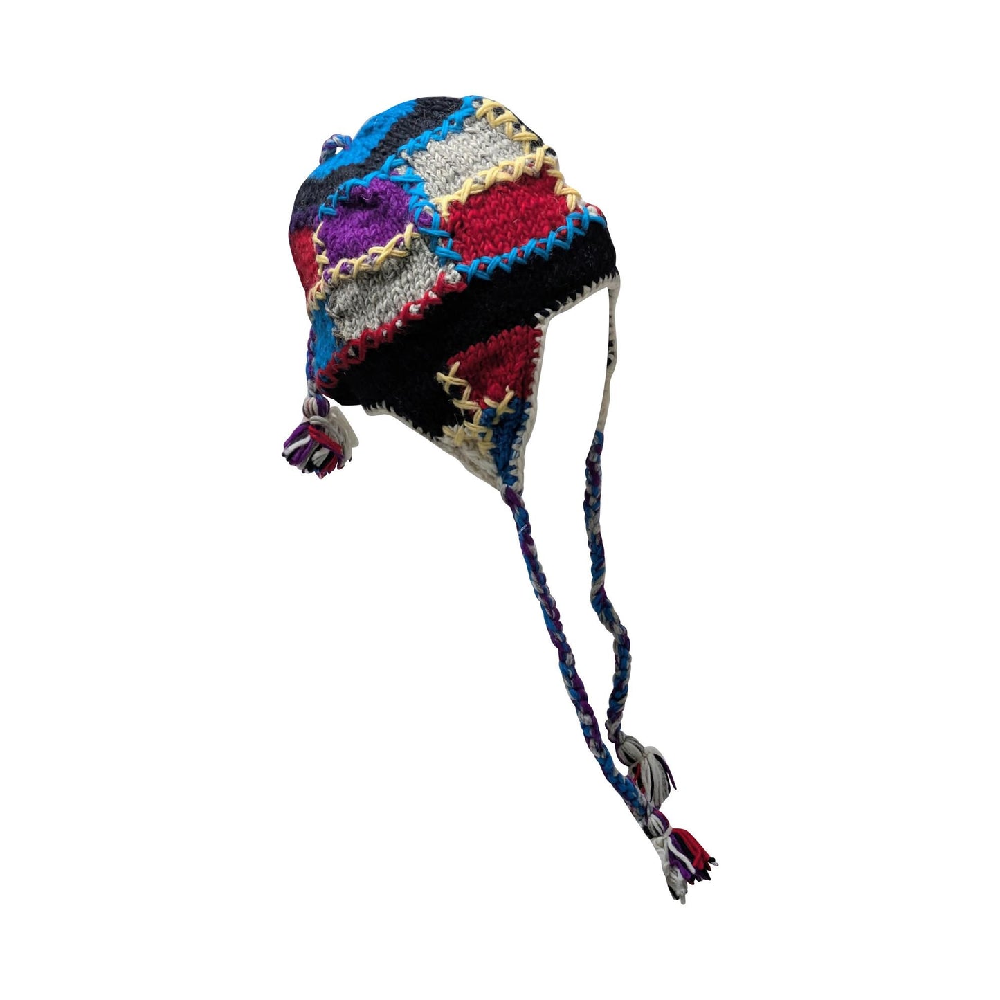 Hand Knit Wool Hat: Unisex Fleece Lined Winter Bobble Tassel - P119