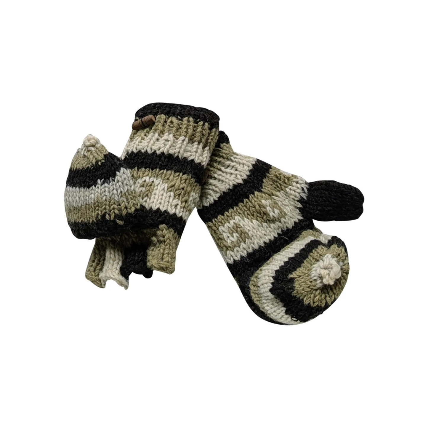 100% Wool Gloves Winter Knit boho Unisex Mittens Fleece Lining Warm Cosy P13