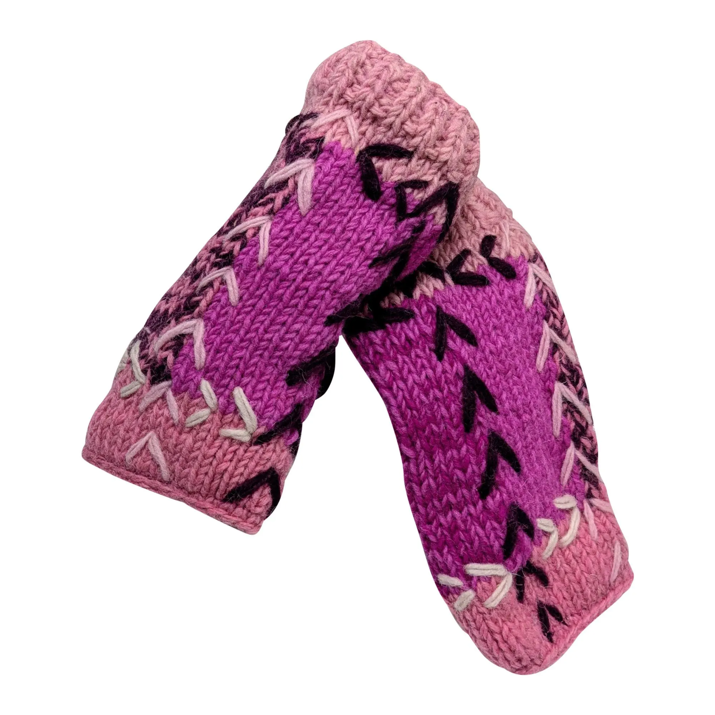 Handmade Crochet Stitch Handwarmers 100% Wool | Fleece Lined Fingerless Gloves One Size P5