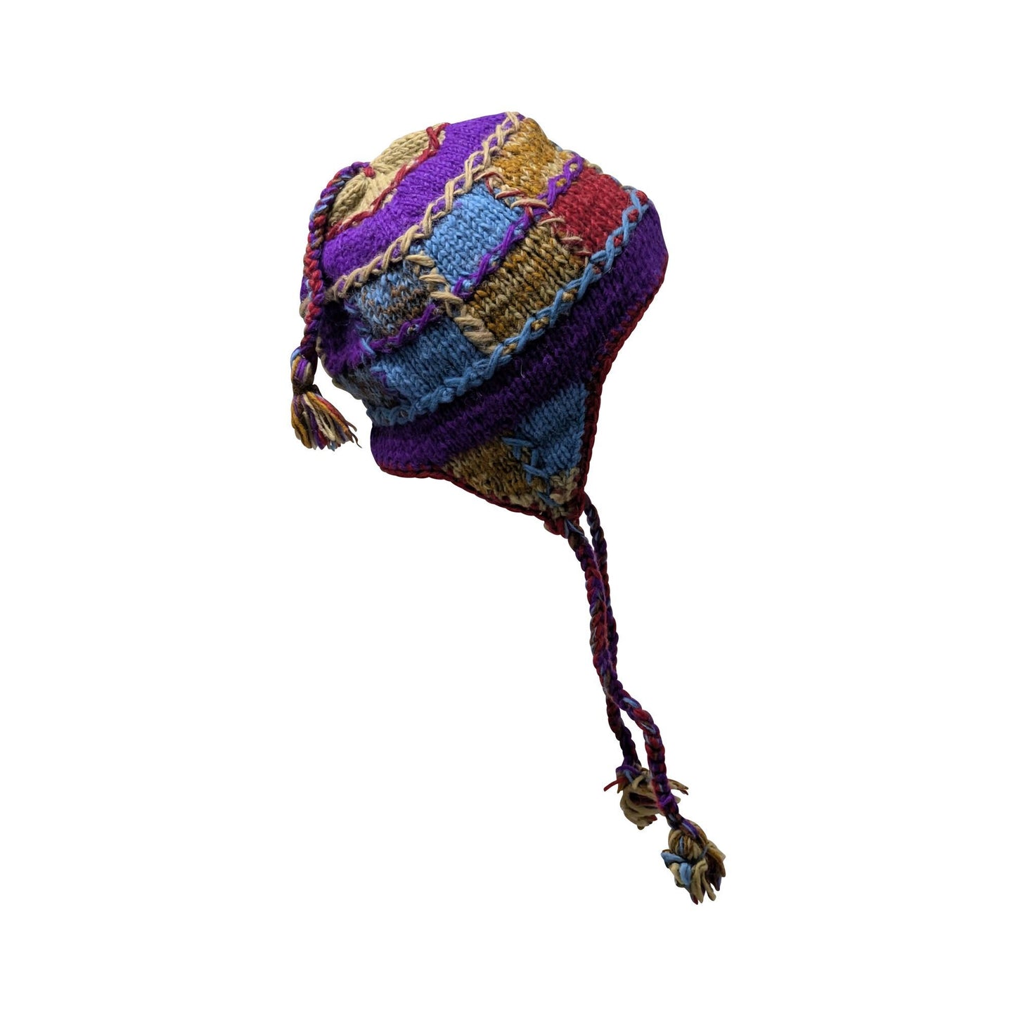 Hand Knit Wool Hat: Unisex Fleece Lined Winter Bobble Tassel - P76