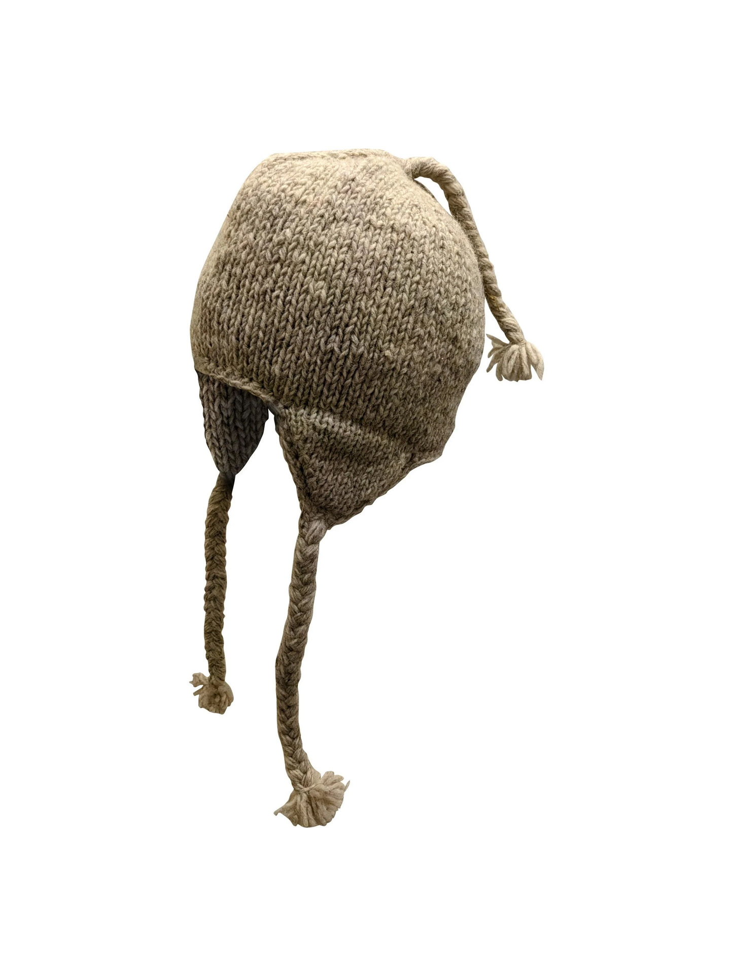 Handmade Wool Knit Hat: Unisex Fleece Lined Winter Cap - OATMEAL