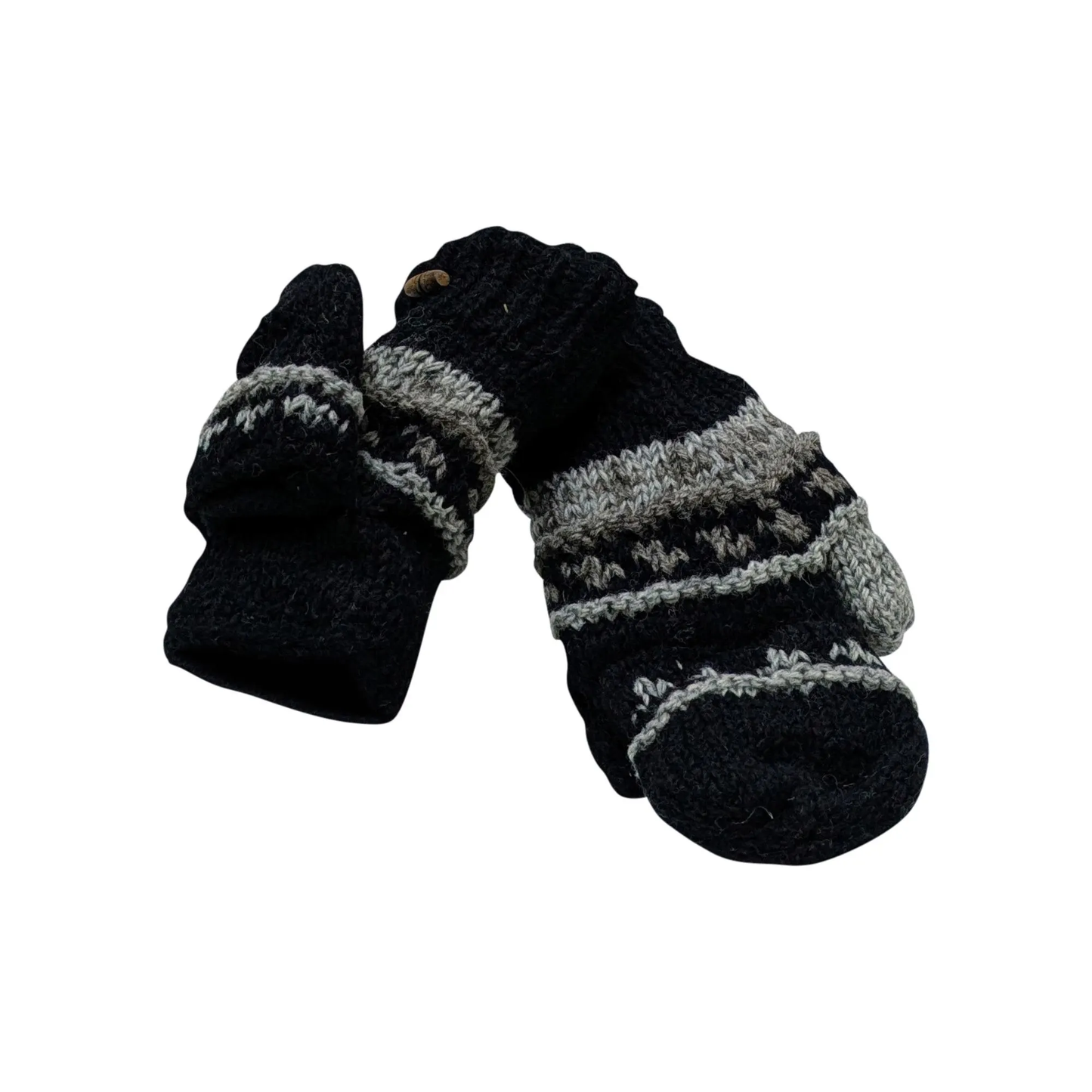 100% Wool Gloves Winter Knit boho Unisex Mittens Fleece Lining Warm Cosy P7