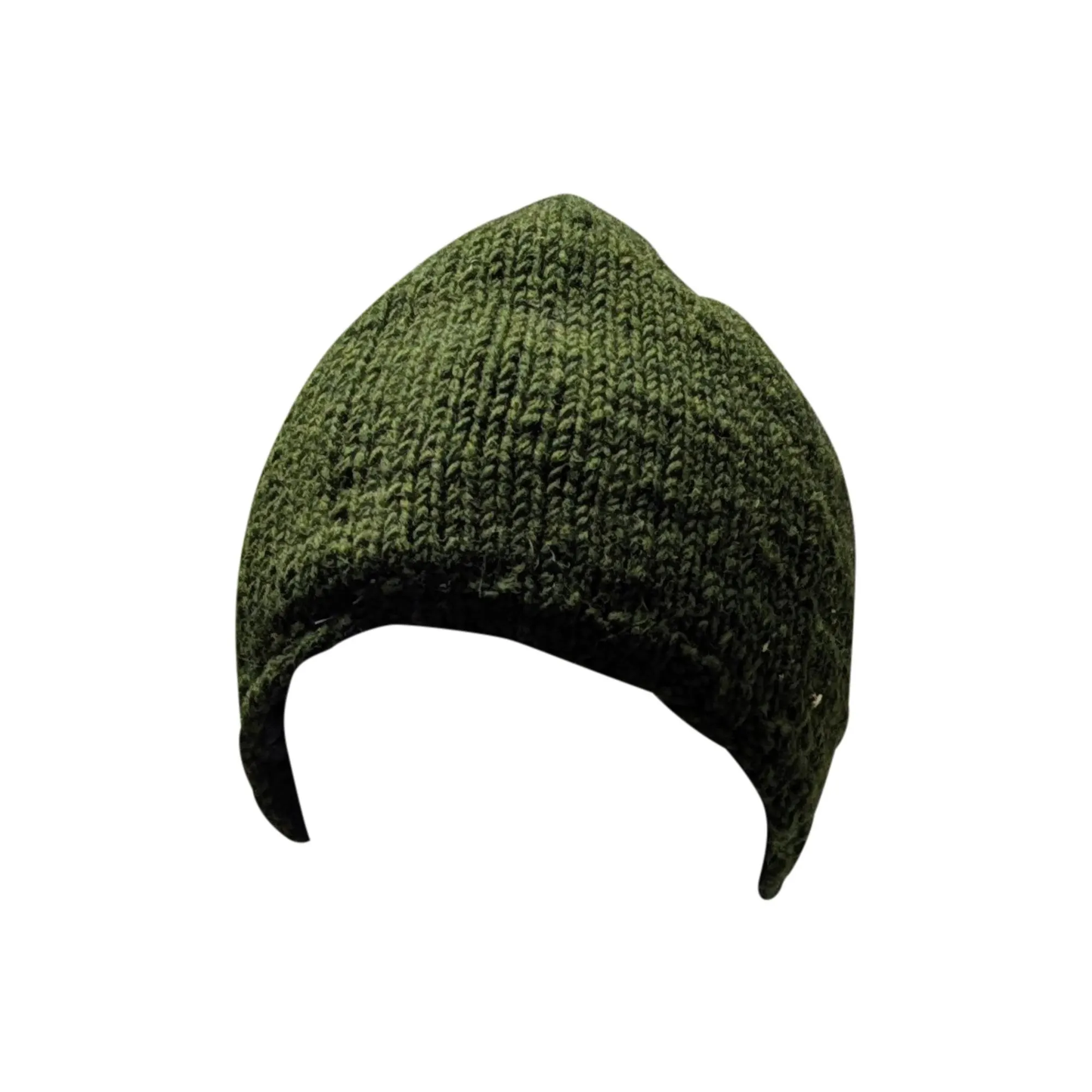 Handmade Wool Knit Beanie: Fleece Lined Winter Cap - green p4