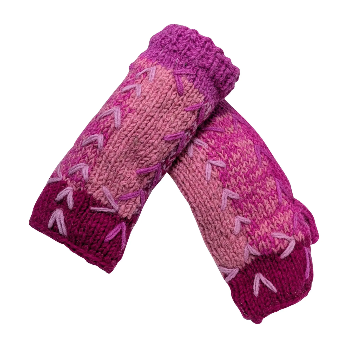 Handmade Crochet Stitch Handwarmers 100% Wool | Fleece Lined Fingerless Gloves One Size P8