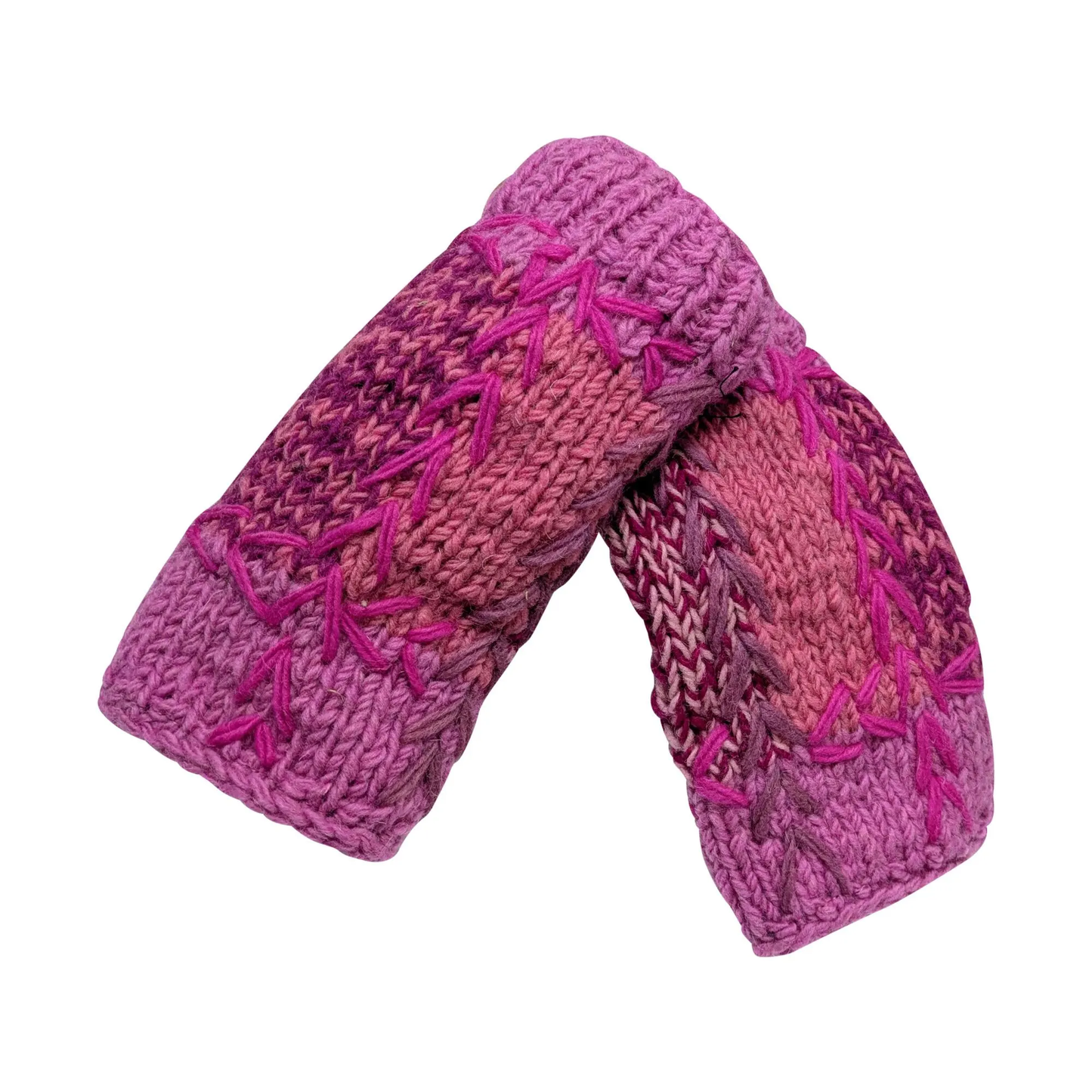Handmade Crochet Stitch Handwarmers 100% Wool | Fleece Lined Fingerless Gloves One Size P13