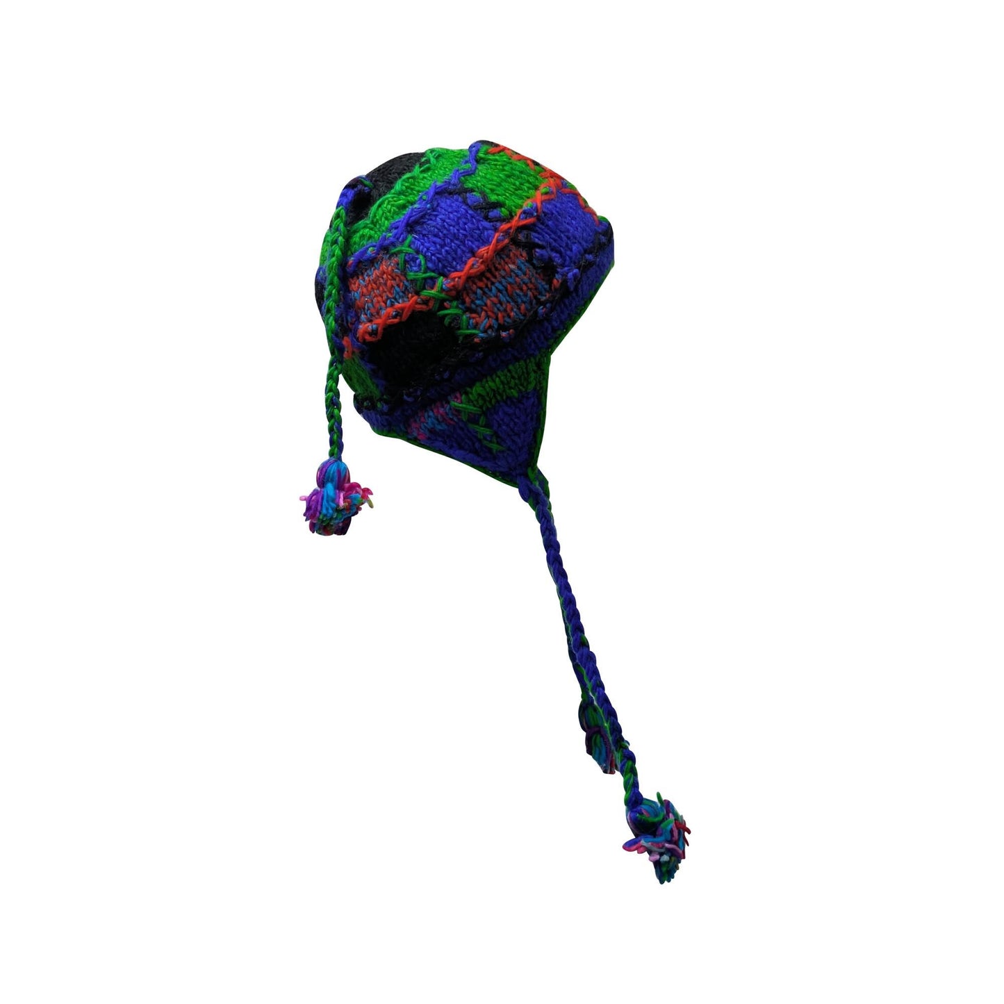 Hand Knit Wool Hat: Unisex Fleece Lined Winter Bobble Tassel - P88