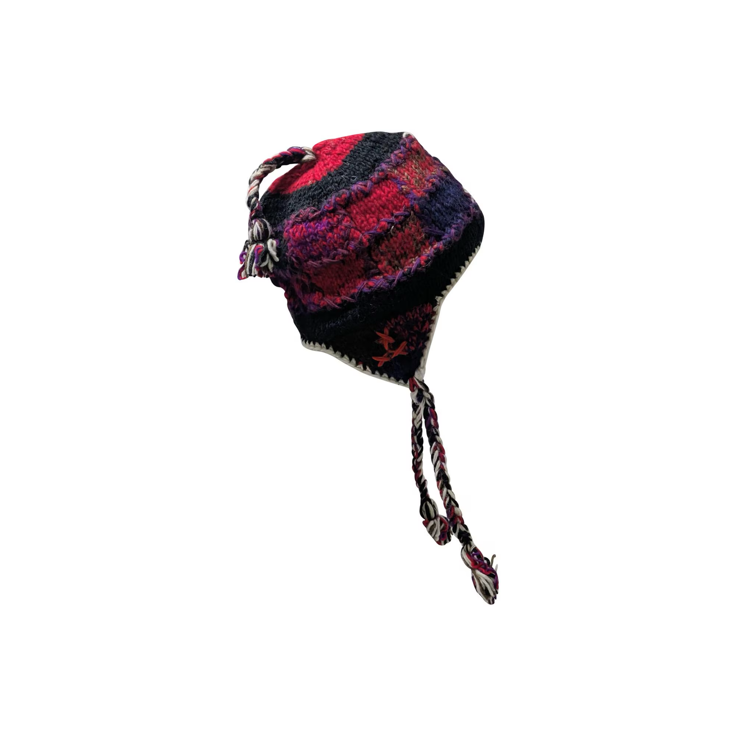 Hand Knit Wool Hat: Unisex Fleece Lined Winter Bobble Tassel - P16