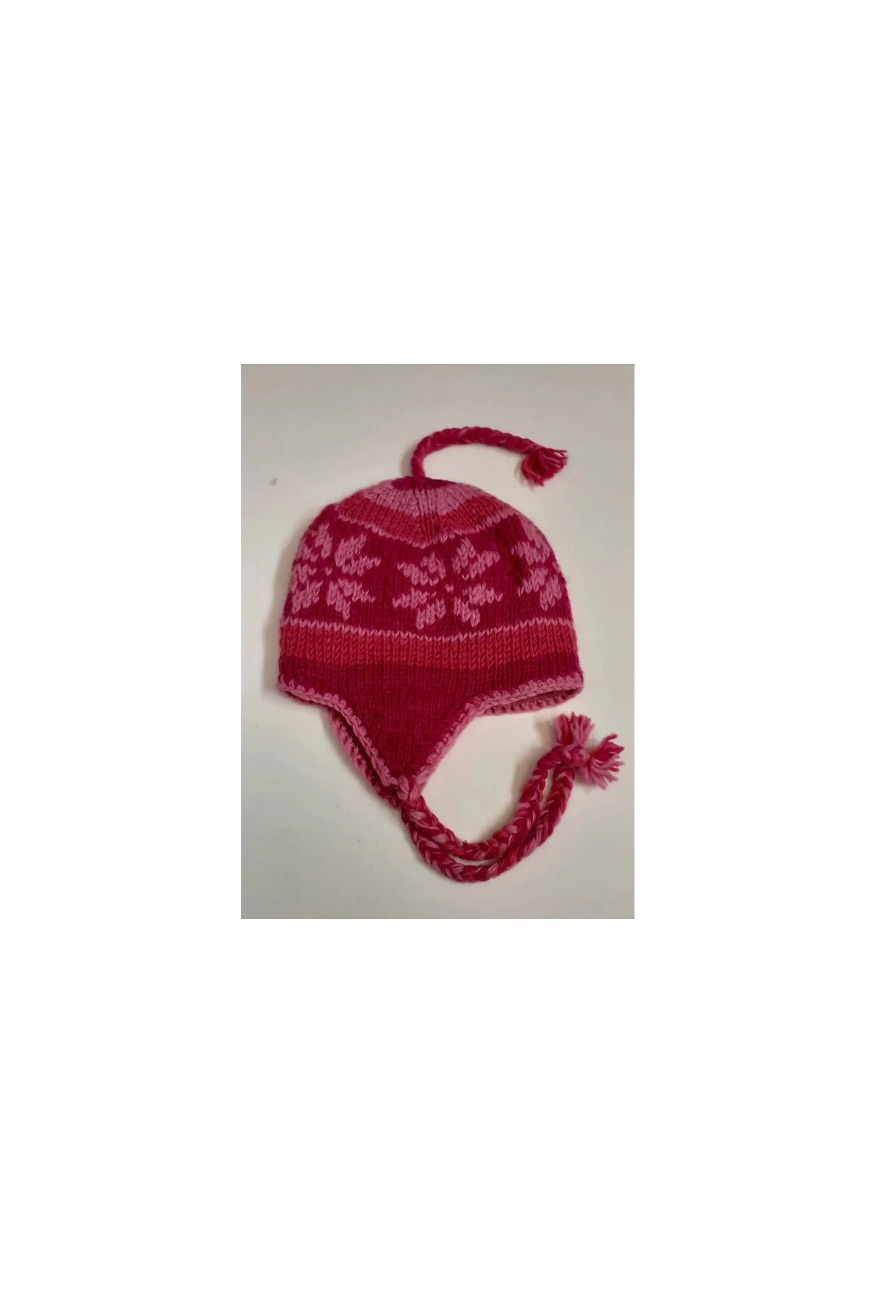 Hand Knit Wool Winter Hat: Fleece Lined, Boho Tassel - P92