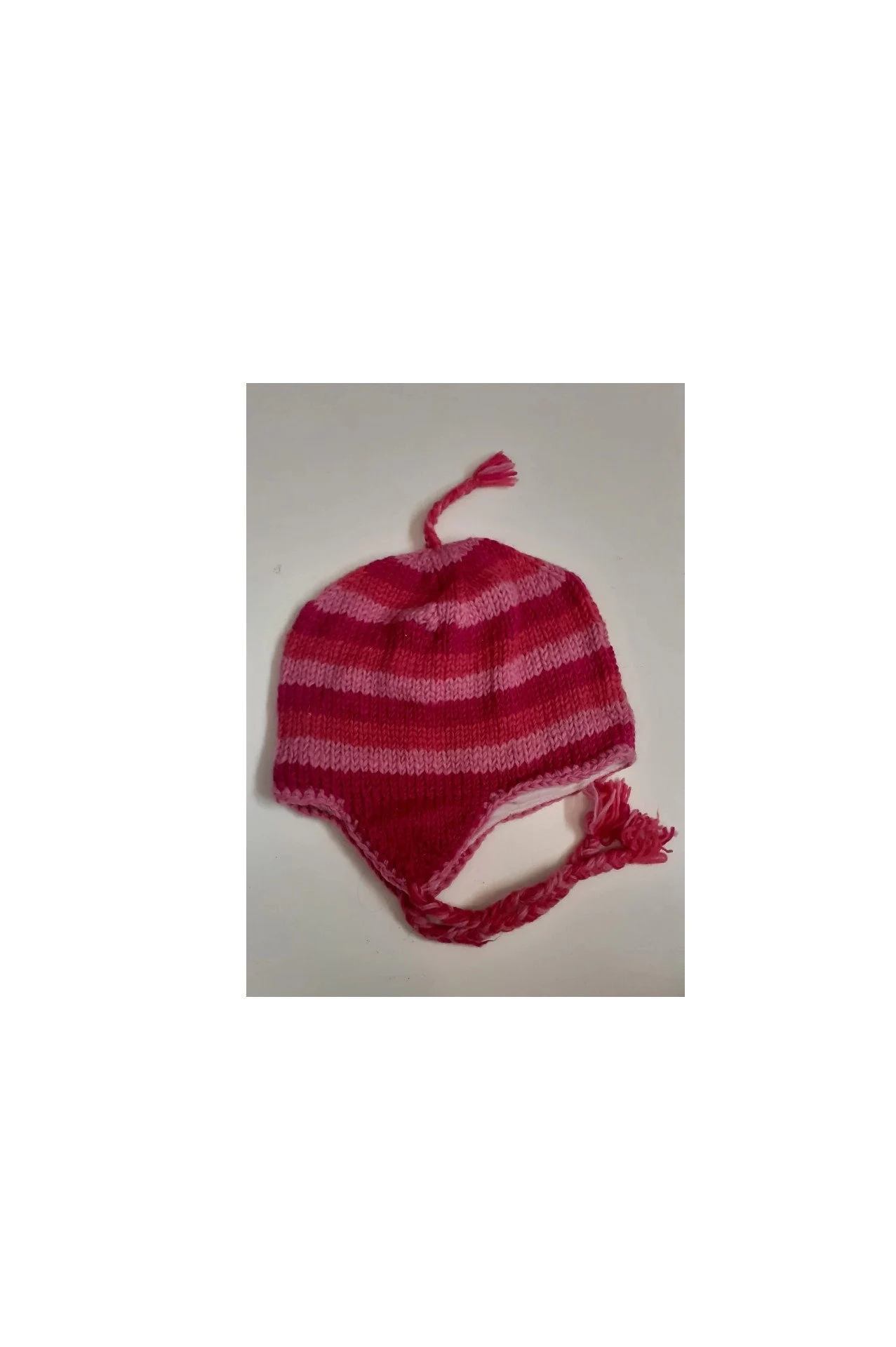 Hand Knit Wool Winter Hat: Fleece Lined, Boho Tassel - P21