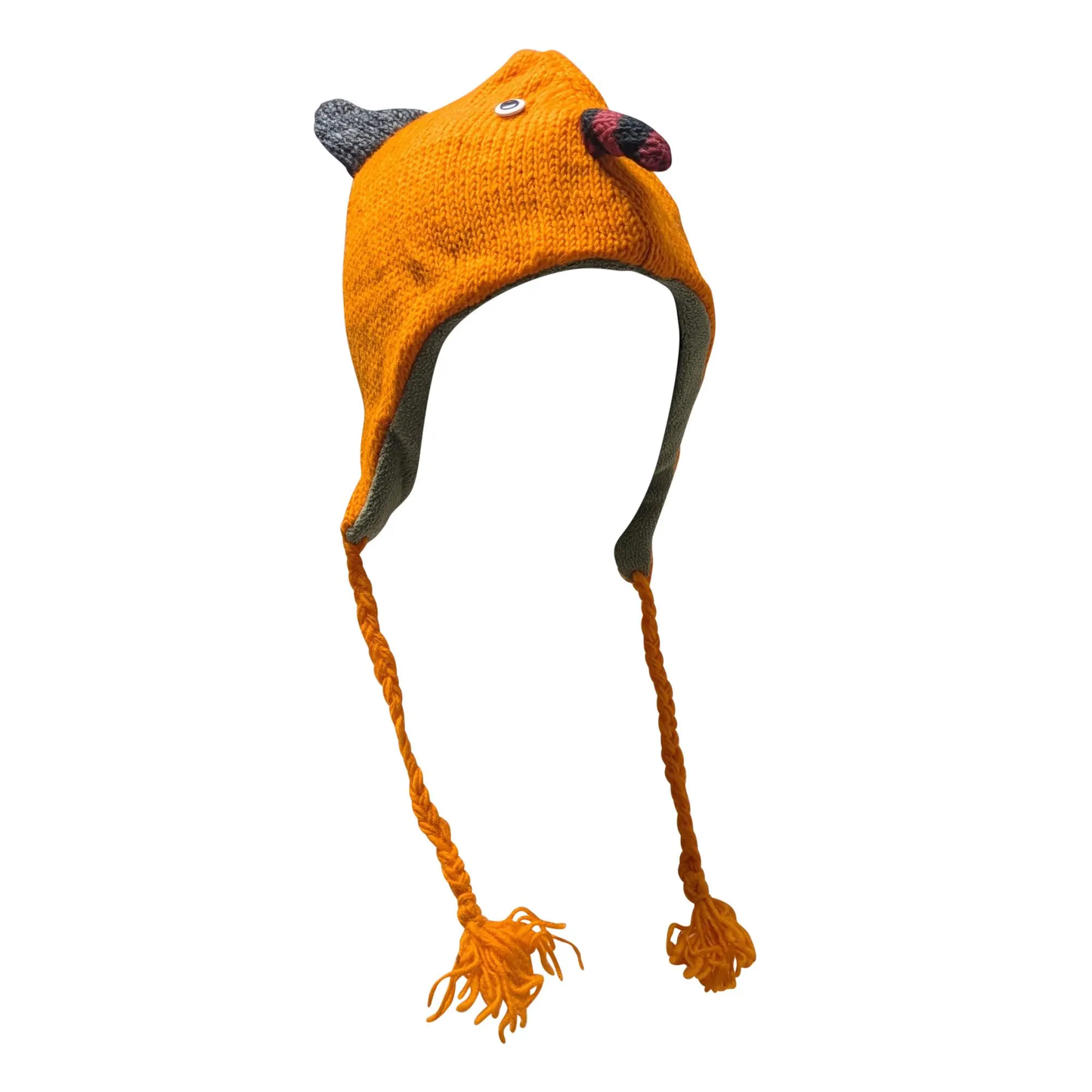 Handmade Wool Knit Animal Character Hat with Fleece Lining - P156
