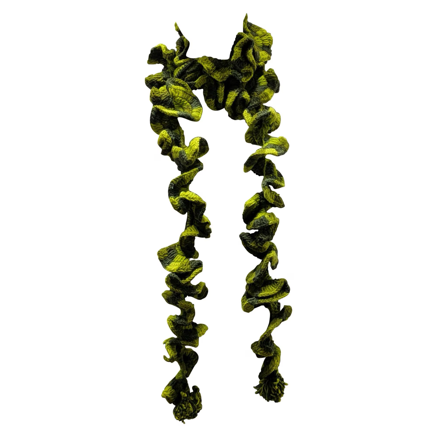 Hand Knitted Two-Toned Spiral scarf 100% Wool - Light & Dark Green P3