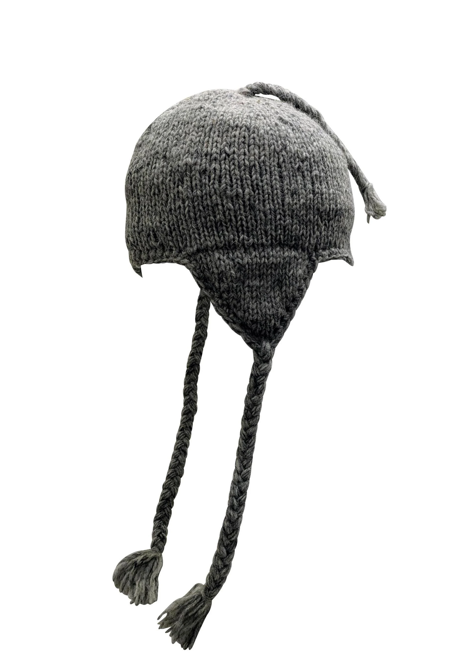 Handmade Wool Knit Hat: Unisex Fleece Lined Winter Cap - GREY