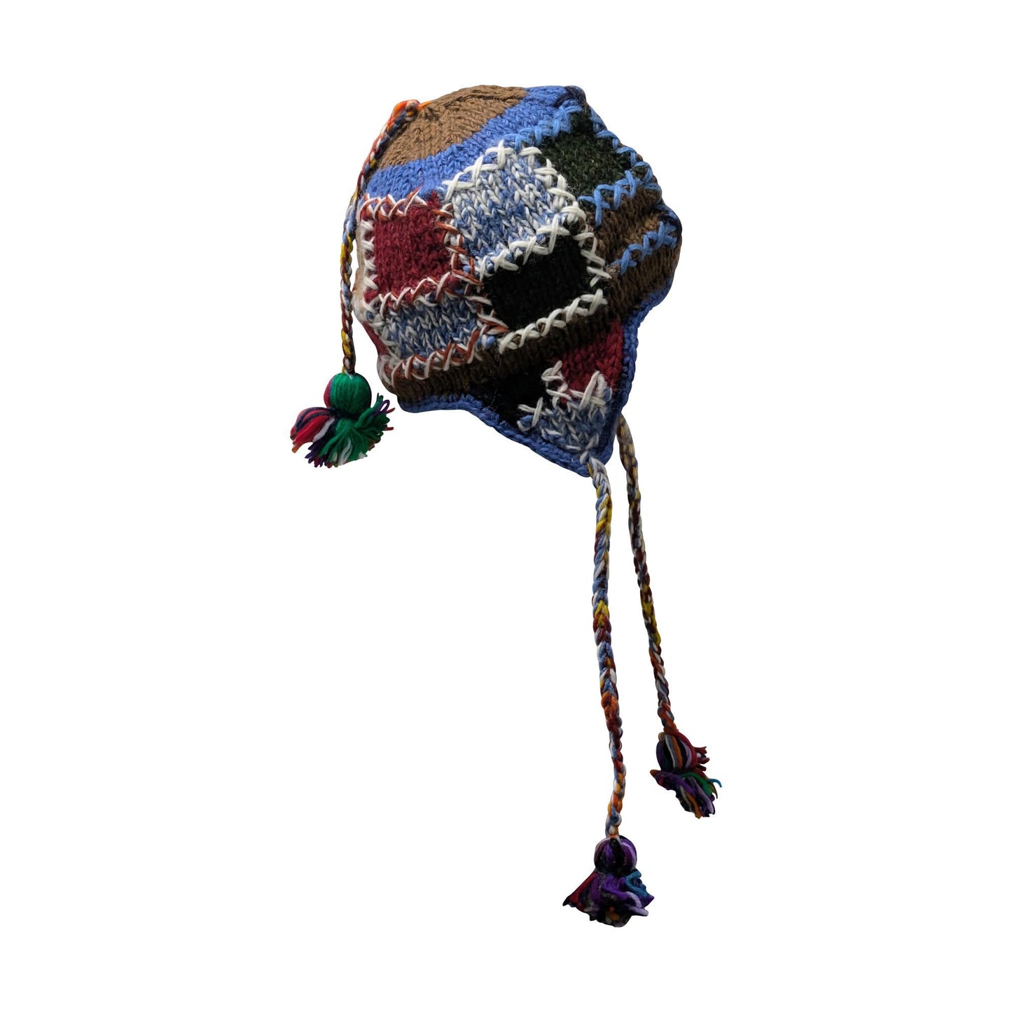 Hand Knit Wool Hat: Unisex Fleece Lined Winter Bobble Tassel - P59