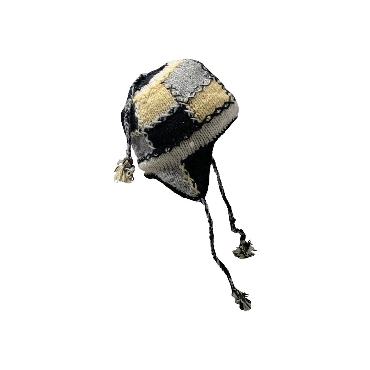 Hand Knit Wool Hat: Unisex Fleece Lined Winter Bobble Tassel - P63