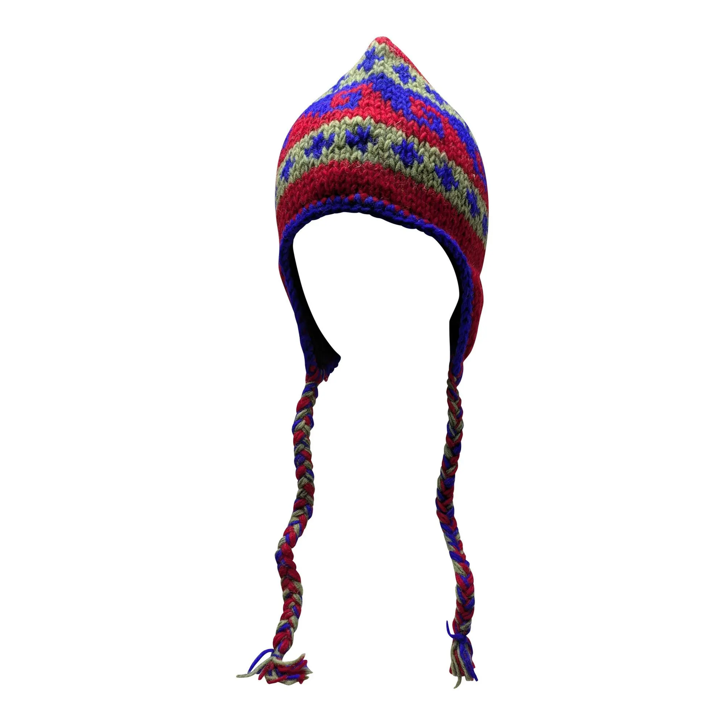 Hand Knit Wool Winter Hat: Fleece Lined, Boho Tassel - P20