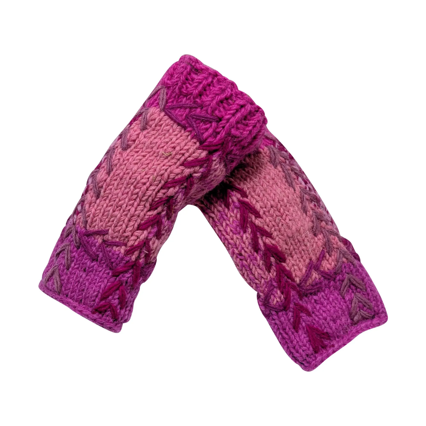 Handmade Crochet Stitch Handwarmers 100% Wool | Fleece Lined Fingerless Gloves One Size P22