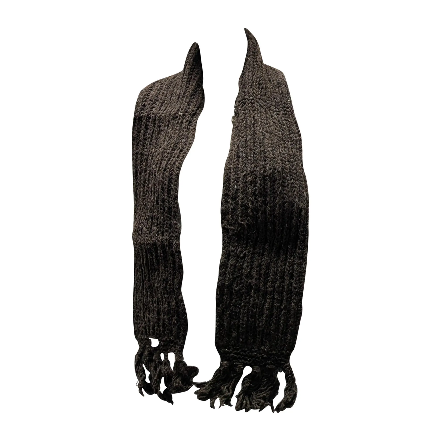 Recycled Handmade 100% Wool Knitted Tasseled Chunky Warm Winter Scarf P3