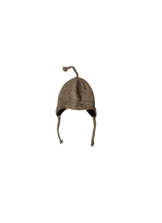 Handmade Wool Knit Hat: Unisex Fleece Lined Winter Cap - FAWN