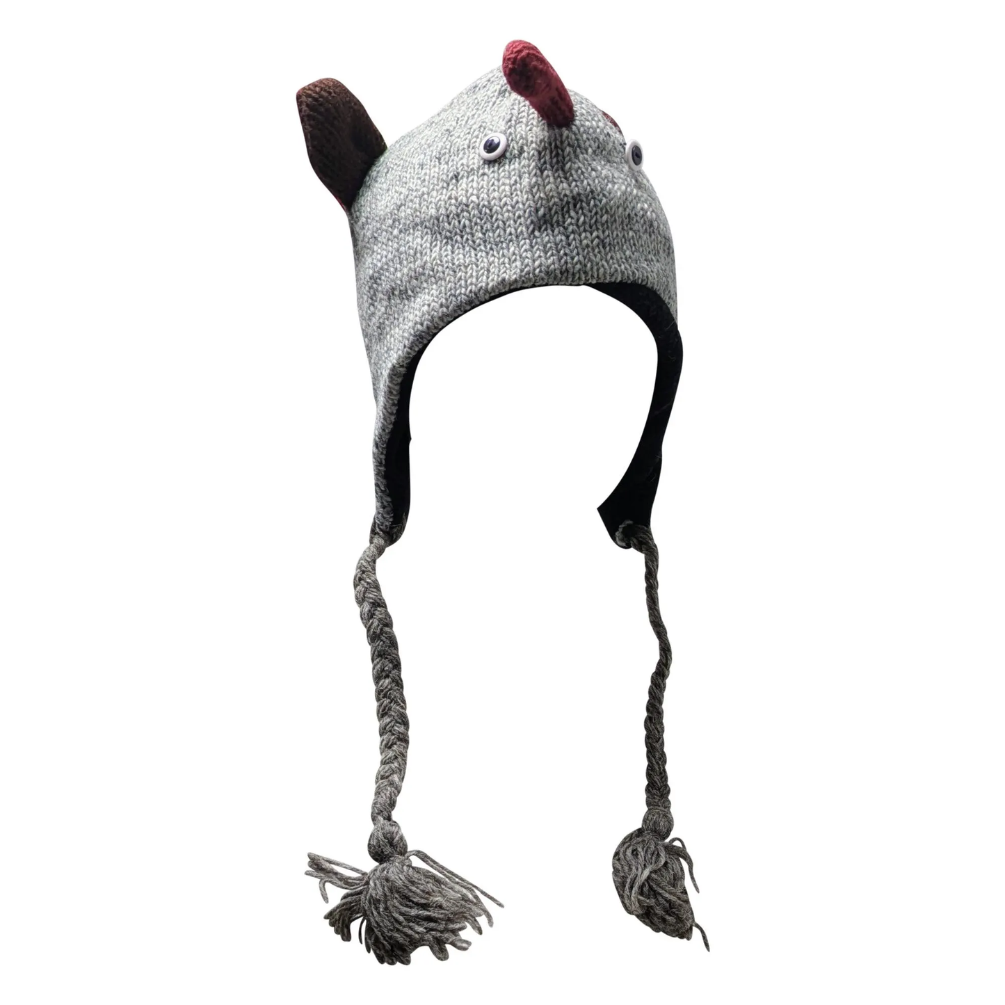 Handmade Wool Knit Animal Character Hat with Fleece Lining - P76