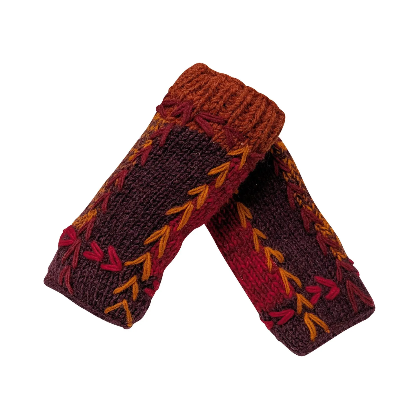 Handmade Crochet Stitch Handwarmers 100% Wool | Fleece Lined Fingerless Gloves One Size P1