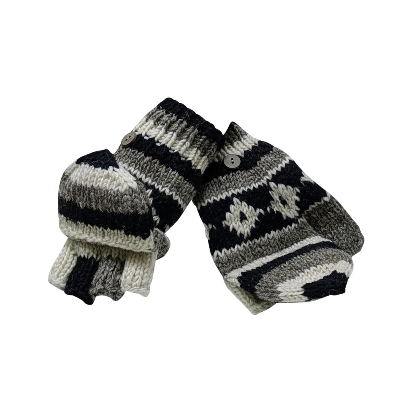 100% Wool Gloves Winter Knit boho Unisex Mittens Fleece Lining Warm Cosy P25