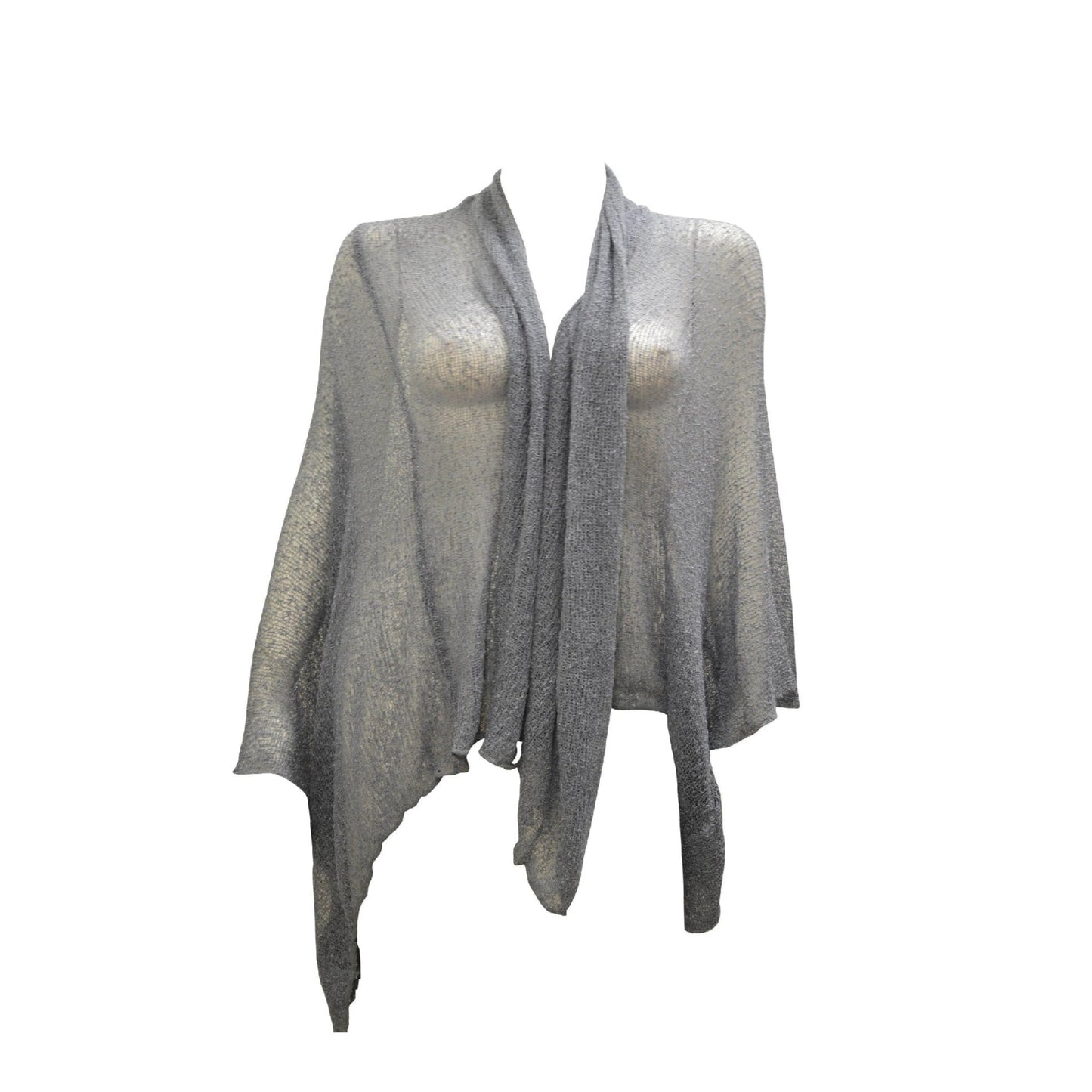 Womens Knit Shrug Boho Crochet Hood Cardigan Long Cover up Top Free Size 14-20 Dark Grey