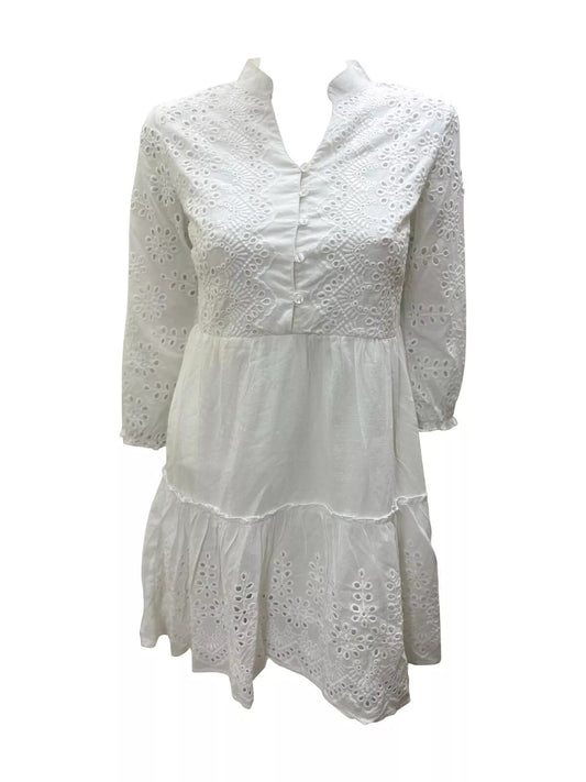 JOE BROWNS PERFECTLY PRETTY WHITE TUNIC MANDARIN COLLAR SUMMER DRESS SIZES 8-18