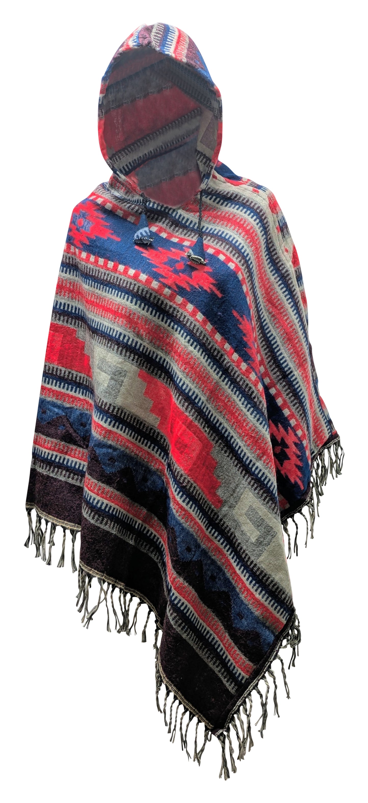 Recycled Poncho Unisex Sustainable Striped Hooded Cape Free Size Up To 32 P2