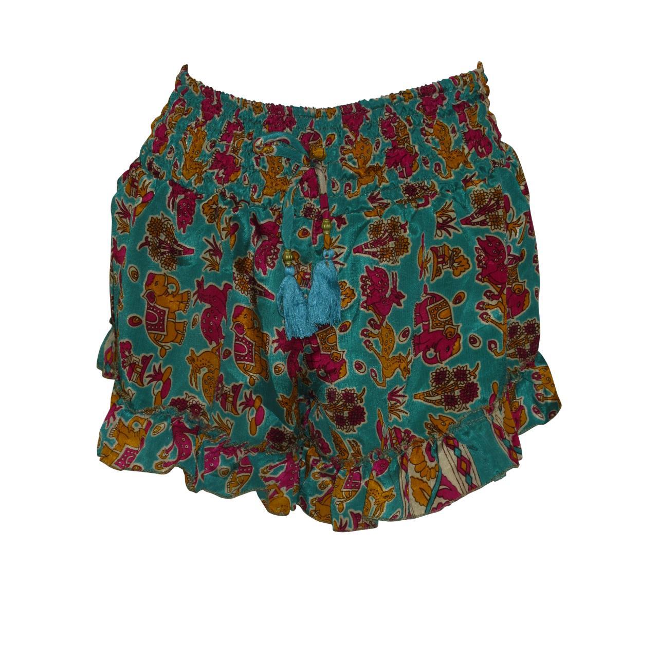RECYCLED RETRO RUFFLE HEM LOUNGE WEAR LIGHTWEIGHT BEACH SHORTS FREE SIZE UP TO 14 P50