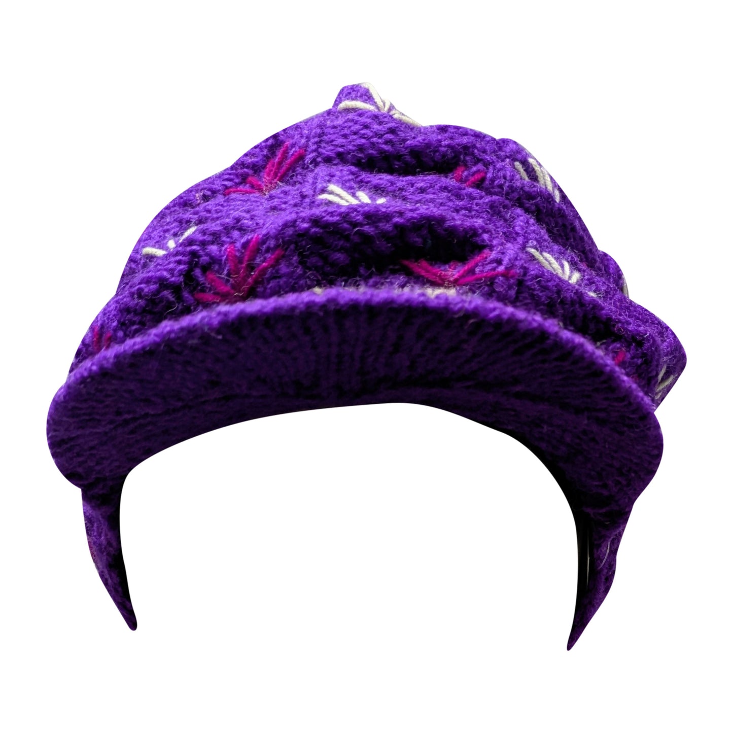 Recycled Hand Knit Tiered Wool Crochet Winter Fleece Lined Baker Hat P1