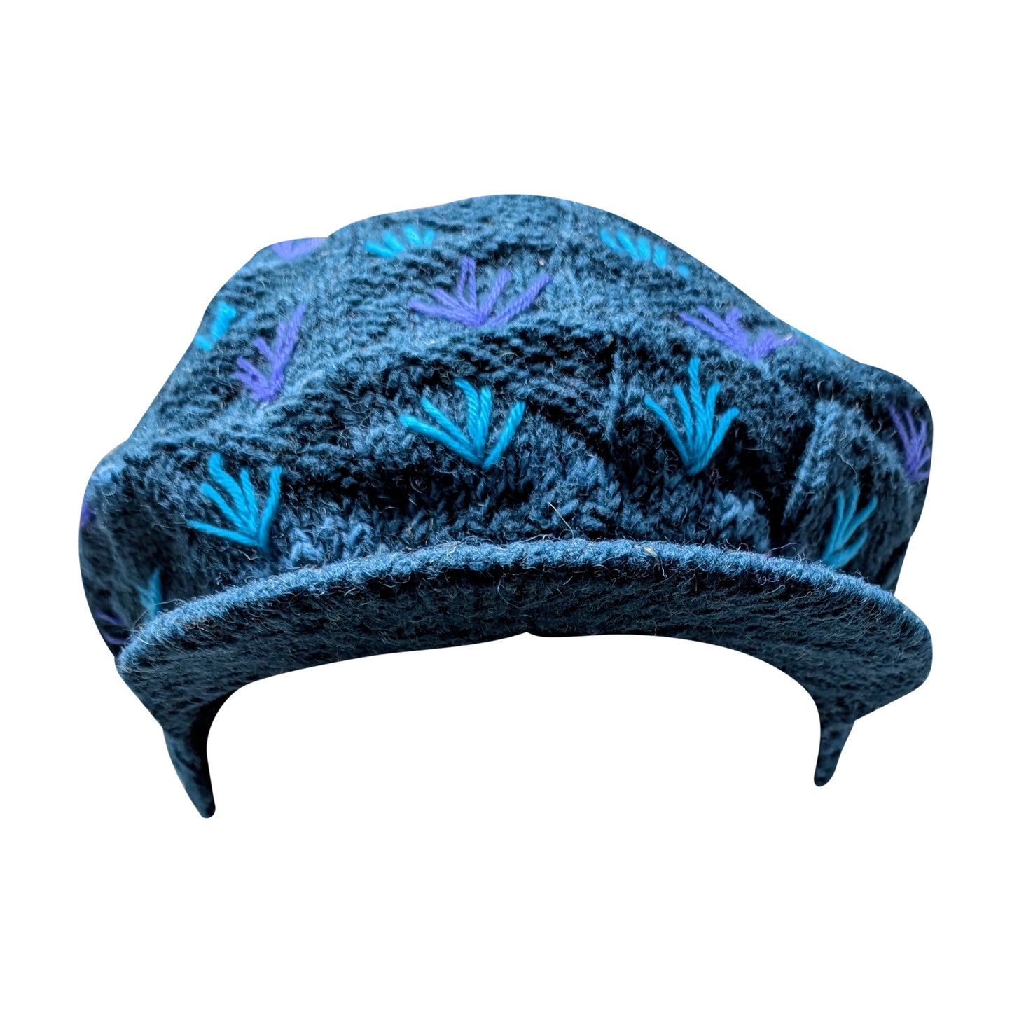 Recycled Hand Knit Tiered Wool Crochet Winter Fleece Lined Baker Hat P2