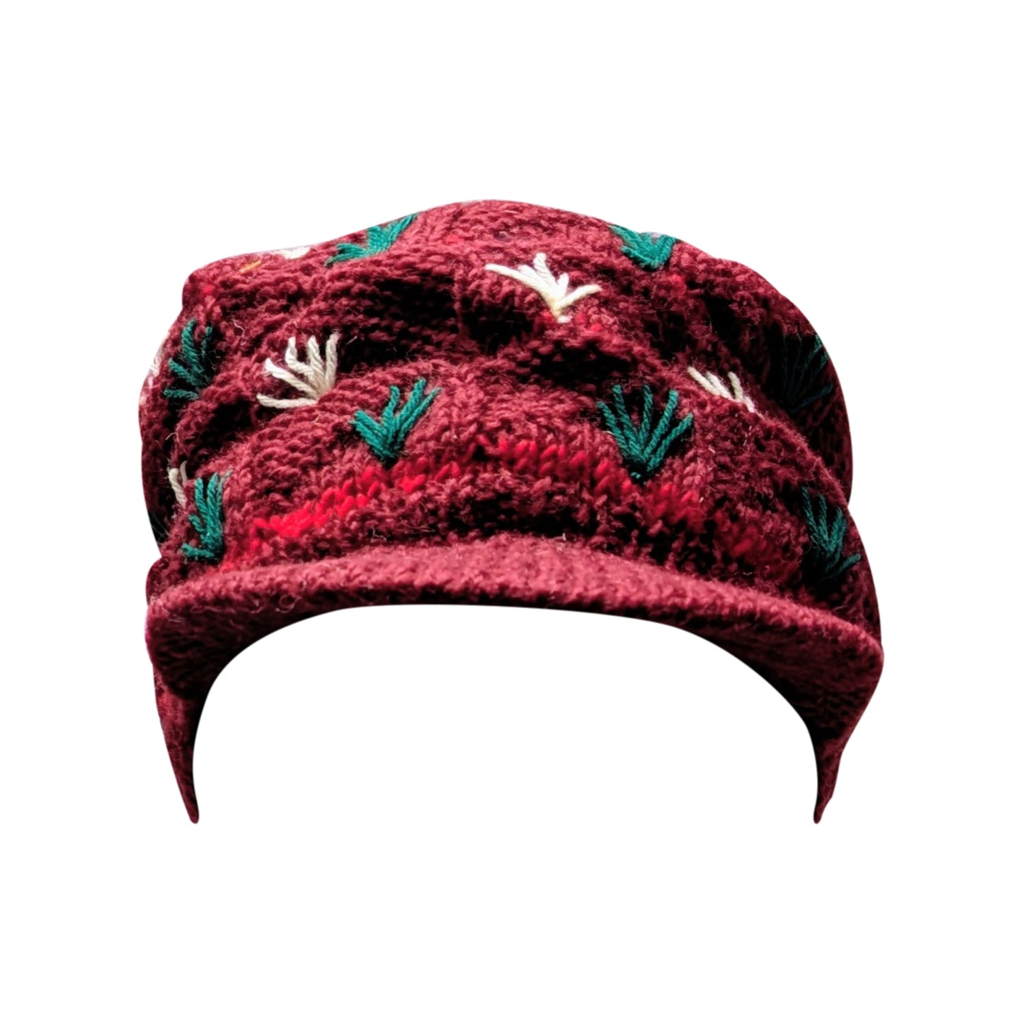 Recycled Hand Knit Tiered Wool Crochet Winter Fleece Lined Baker Hat P3