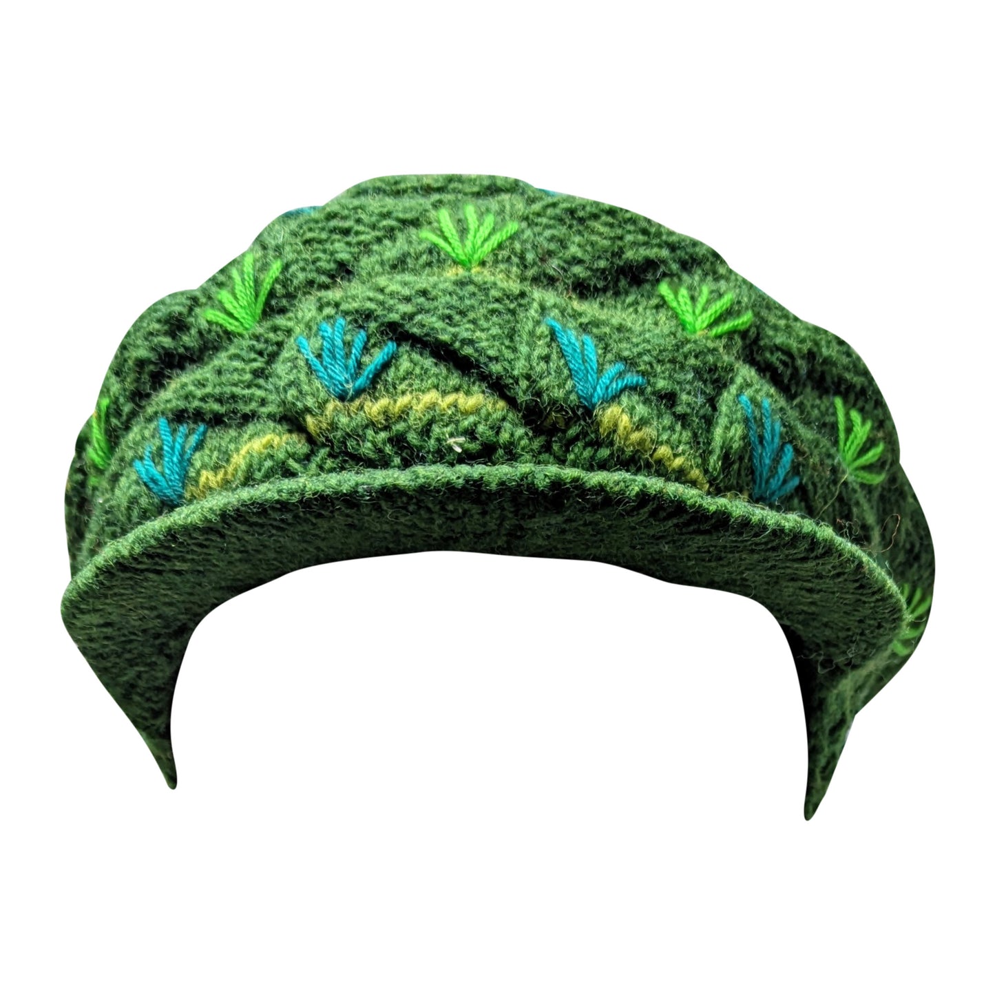 Recycled Hand Knit Tiered Wool Crochet Winter Fleece Lined Baker Hat P4