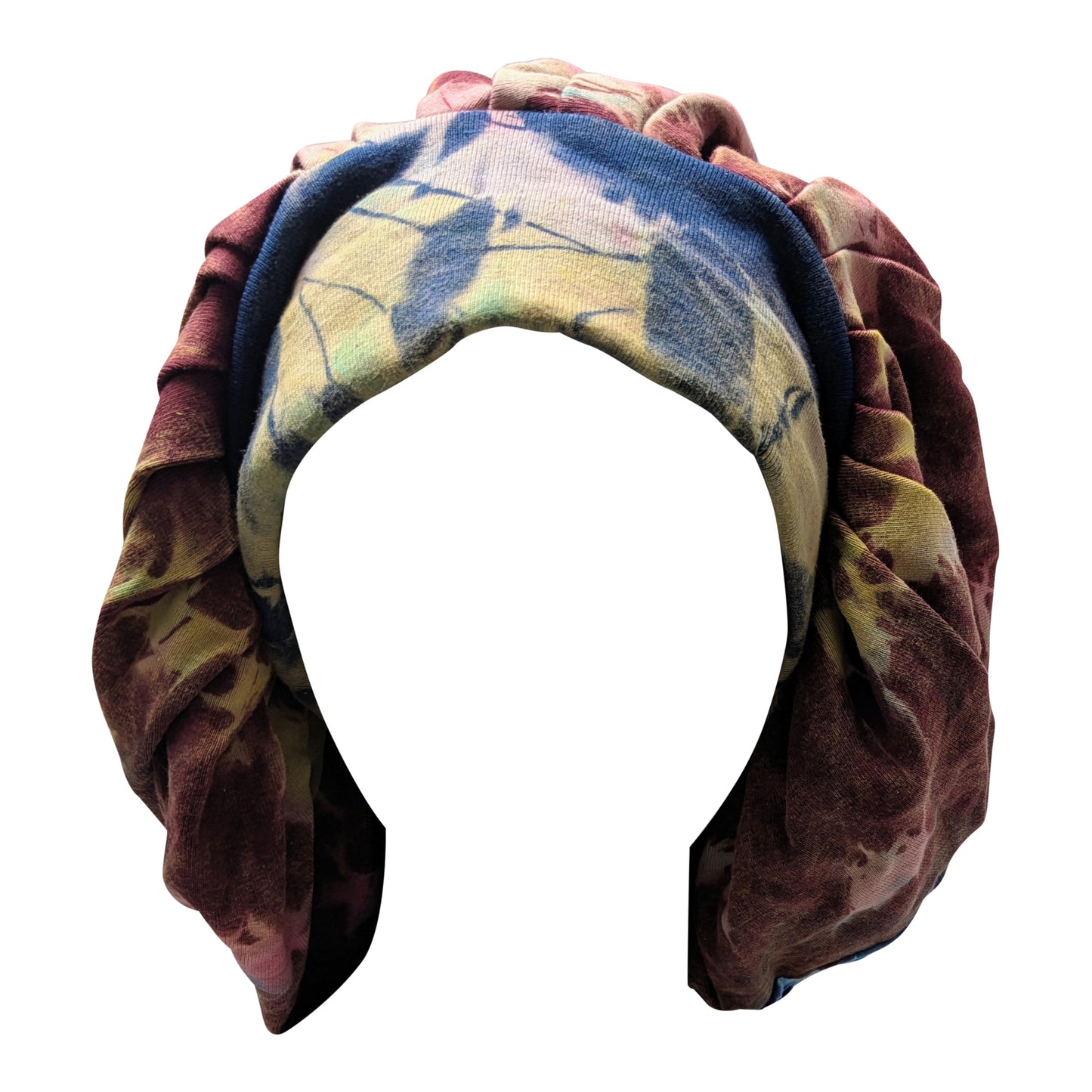 Recycled Bohemian Distressed Look Tie Dye Wide Band Bonnet Winter Hat P1
