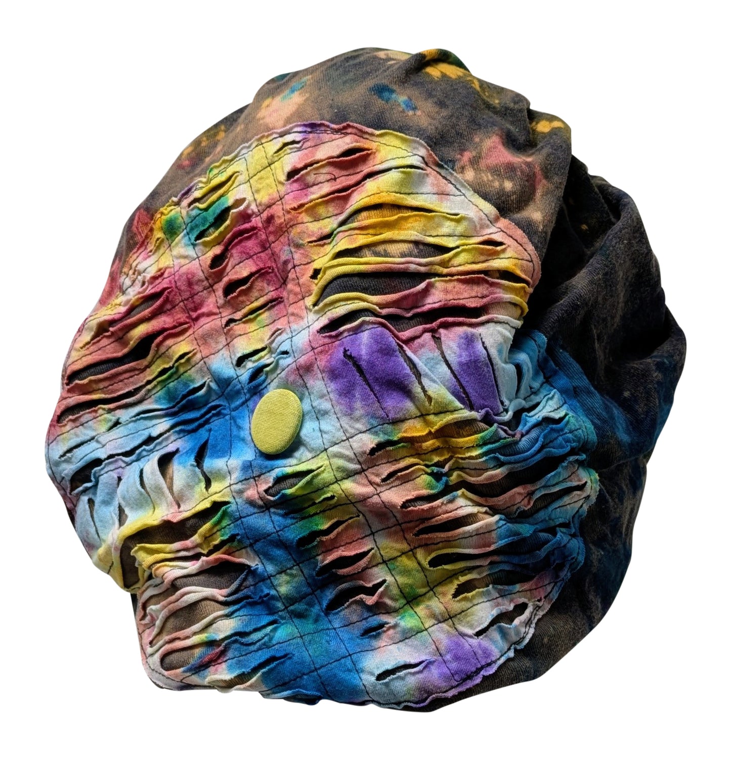 Recycled Bohemian Distressed Look Tie Dye Wide Band Bonnet Winter Hat P3