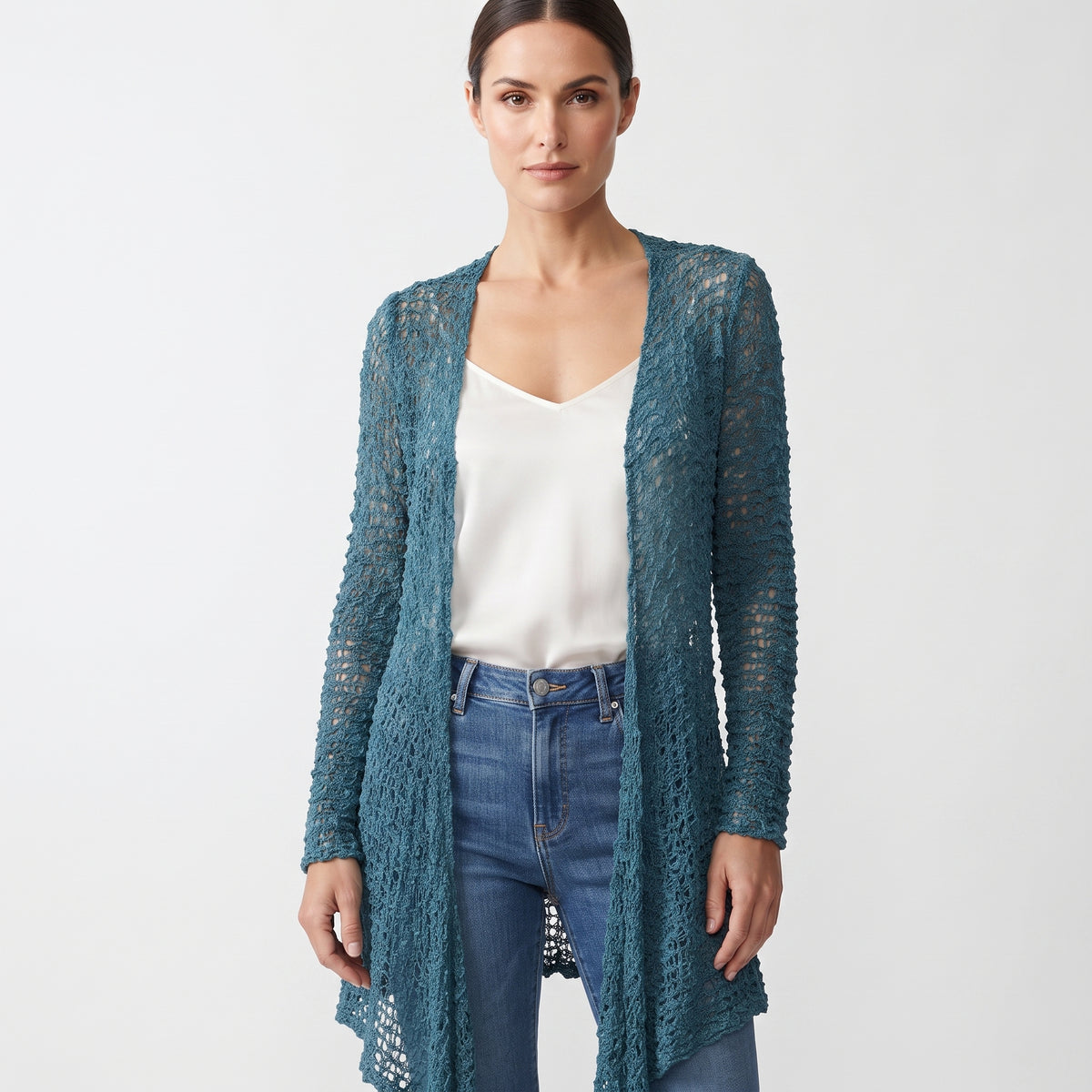 Womens Handmade Boho Crochet Long Sleeve Knit Cardigan Longline Jacket Free Size One Size UK 8-20