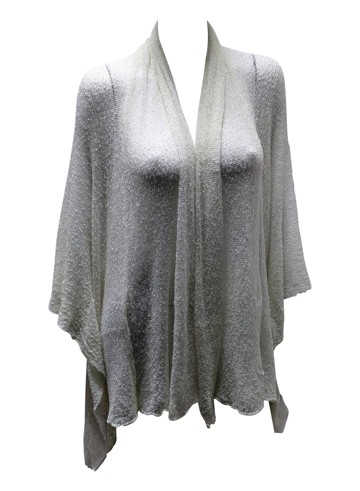 Womens Knit Shrug Boho Crochet Hood Cardigan Long Cover up Top Free Size 14-20 Ivory