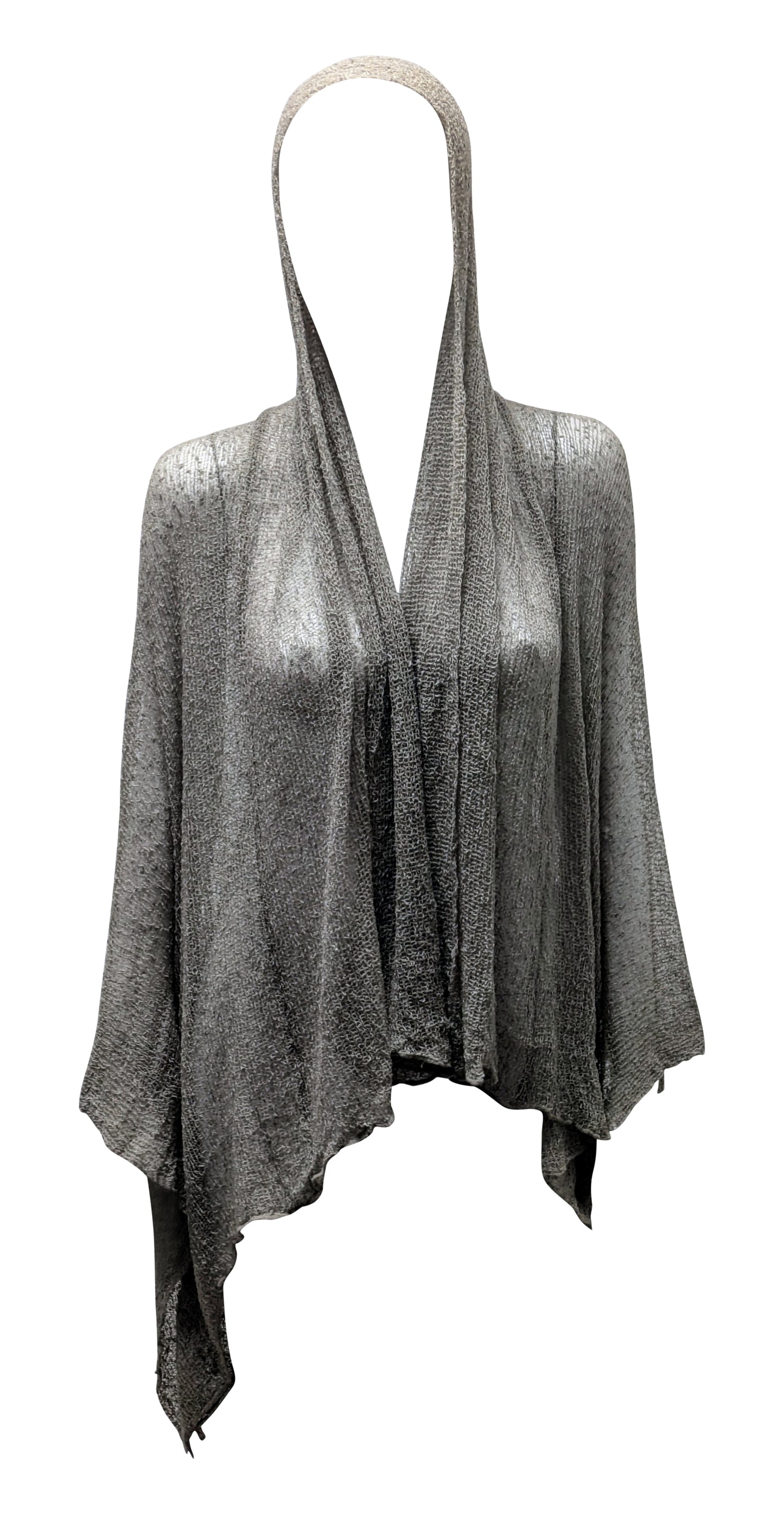 Womens Knit Shrug Boho Crochet Hood Cardigan Long Cover up Top Free Size 14-20 Taupe